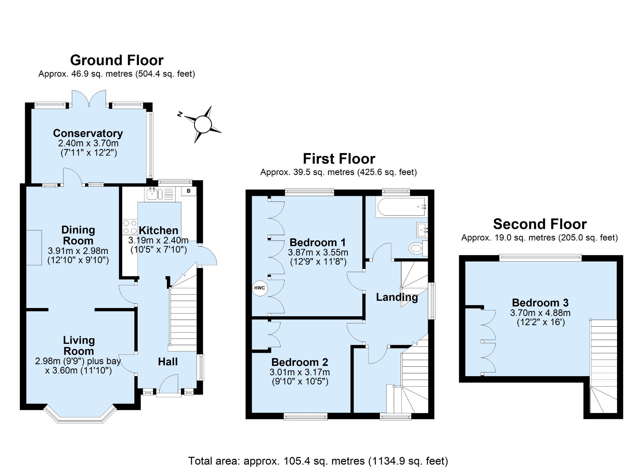 3 bedroom semi-detached house Sold in Sevenoaks - Floorplan 1