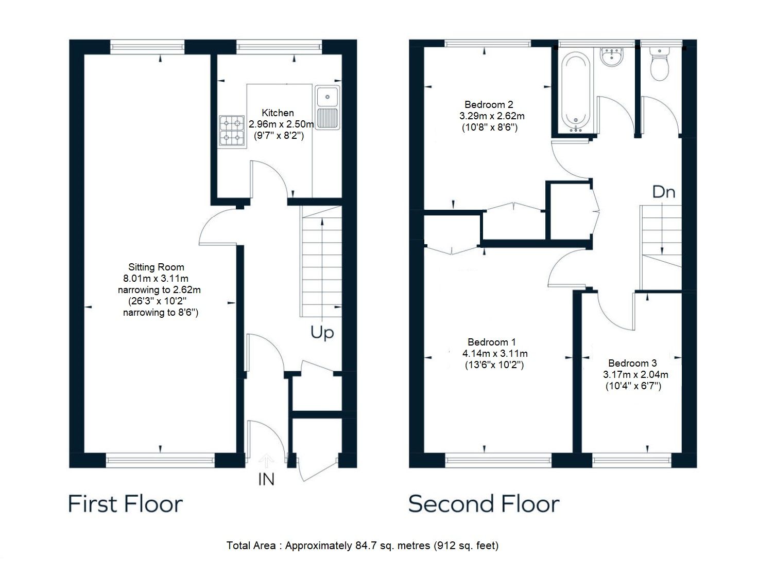 3 bedroom apartment Sold in Sevenoaks - Floorplan 1