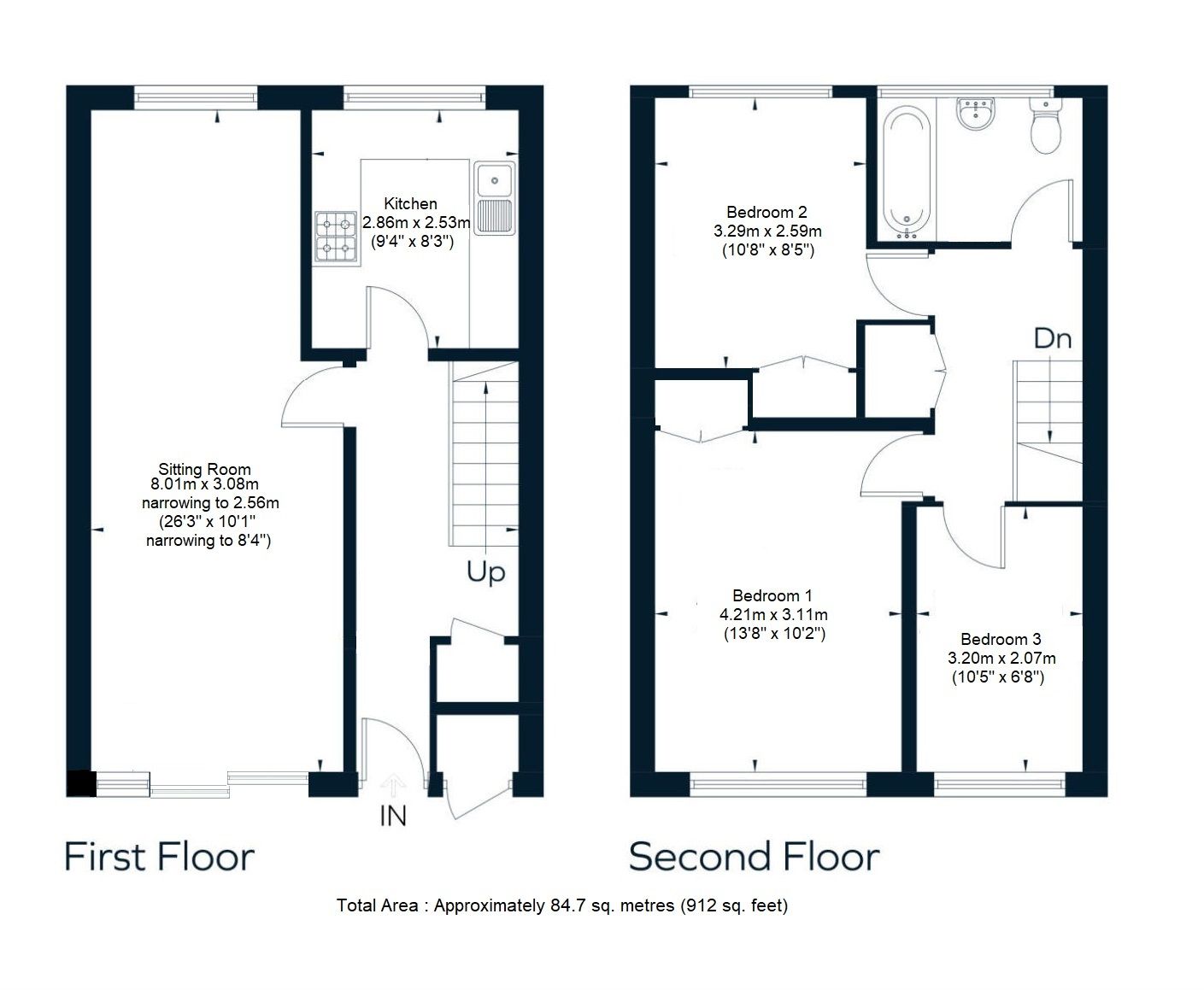 3 bedroom duplex Sold in Sevenoaks - Floorplan 1