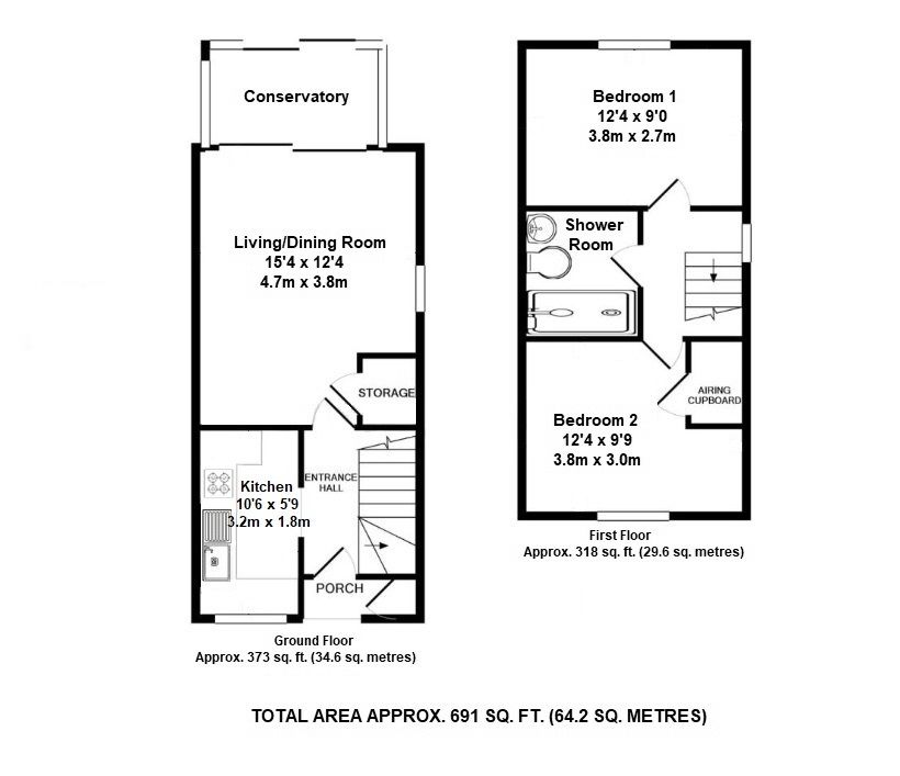2 bedroom semi-detached house Sold in Sevenoaks - Floorplan 1