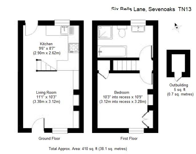 1 bedroom mid terraced house Sold in Sevenoaks - Floorplan 1