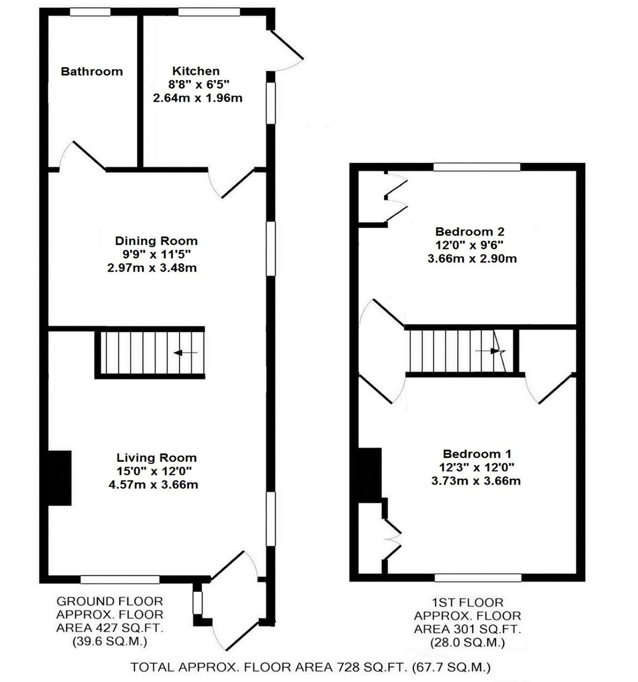 2 bedroom end terraced house To Let in Sevenoaks - Floorplan 1