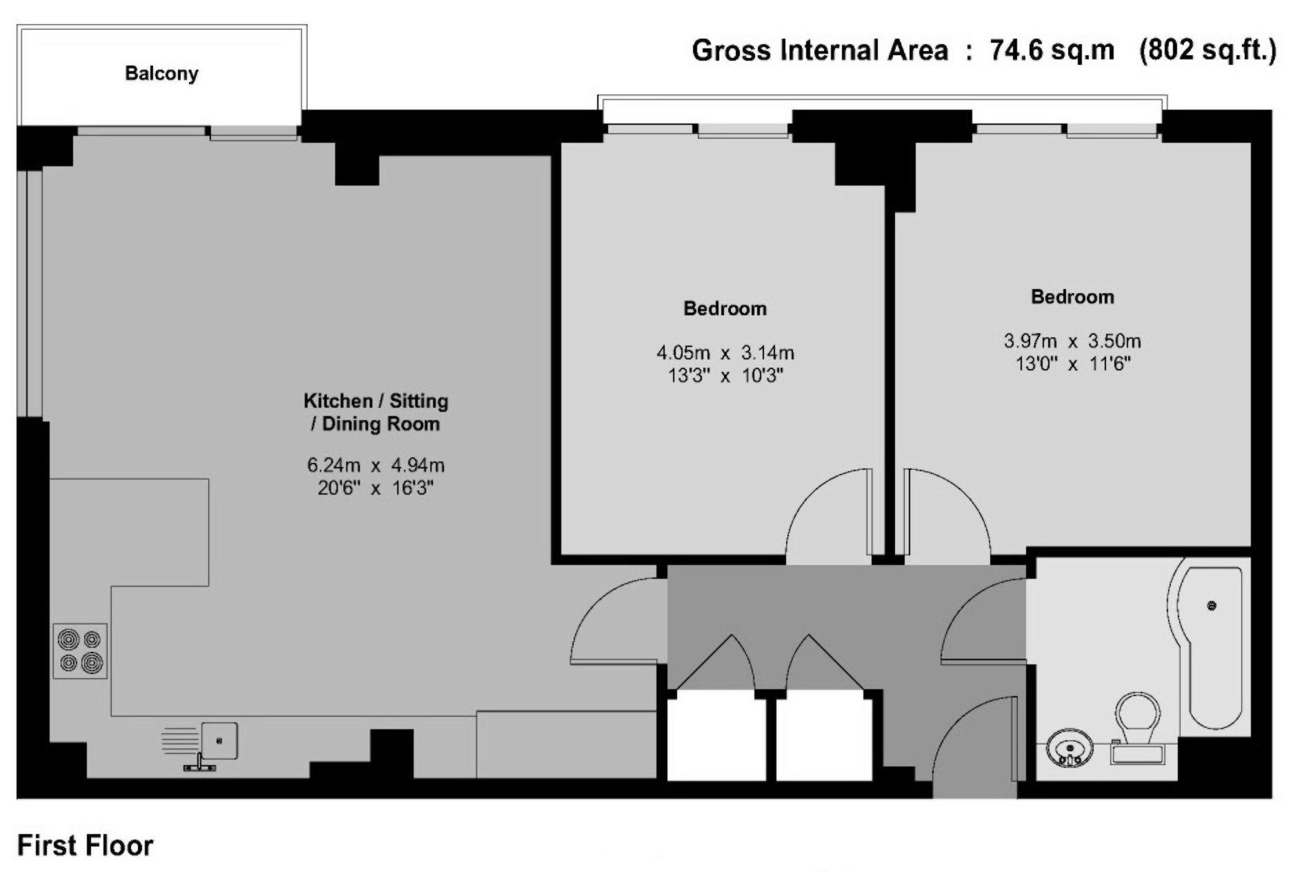 2 bedroom apartment SSTC in Sevenoaks - Floorplan 1