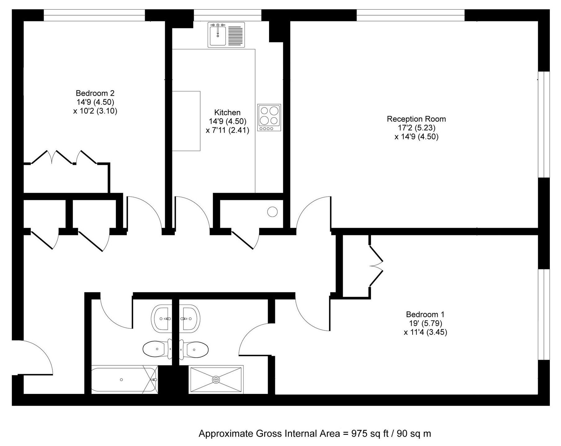 2 bedroom apartment Sold in Sevenoaks - Floorplan 1