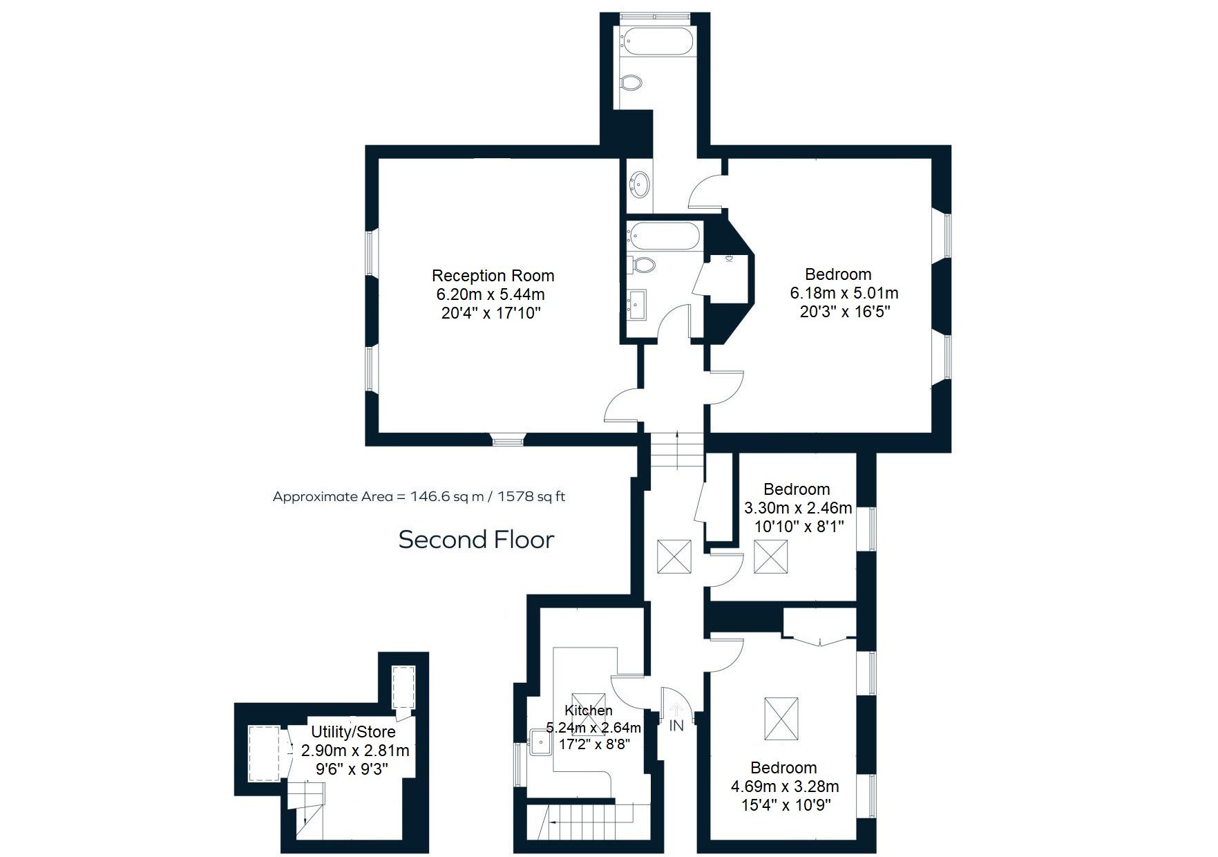 3 bedroom apartment Sold in Sevenoaks - Floorplan 1