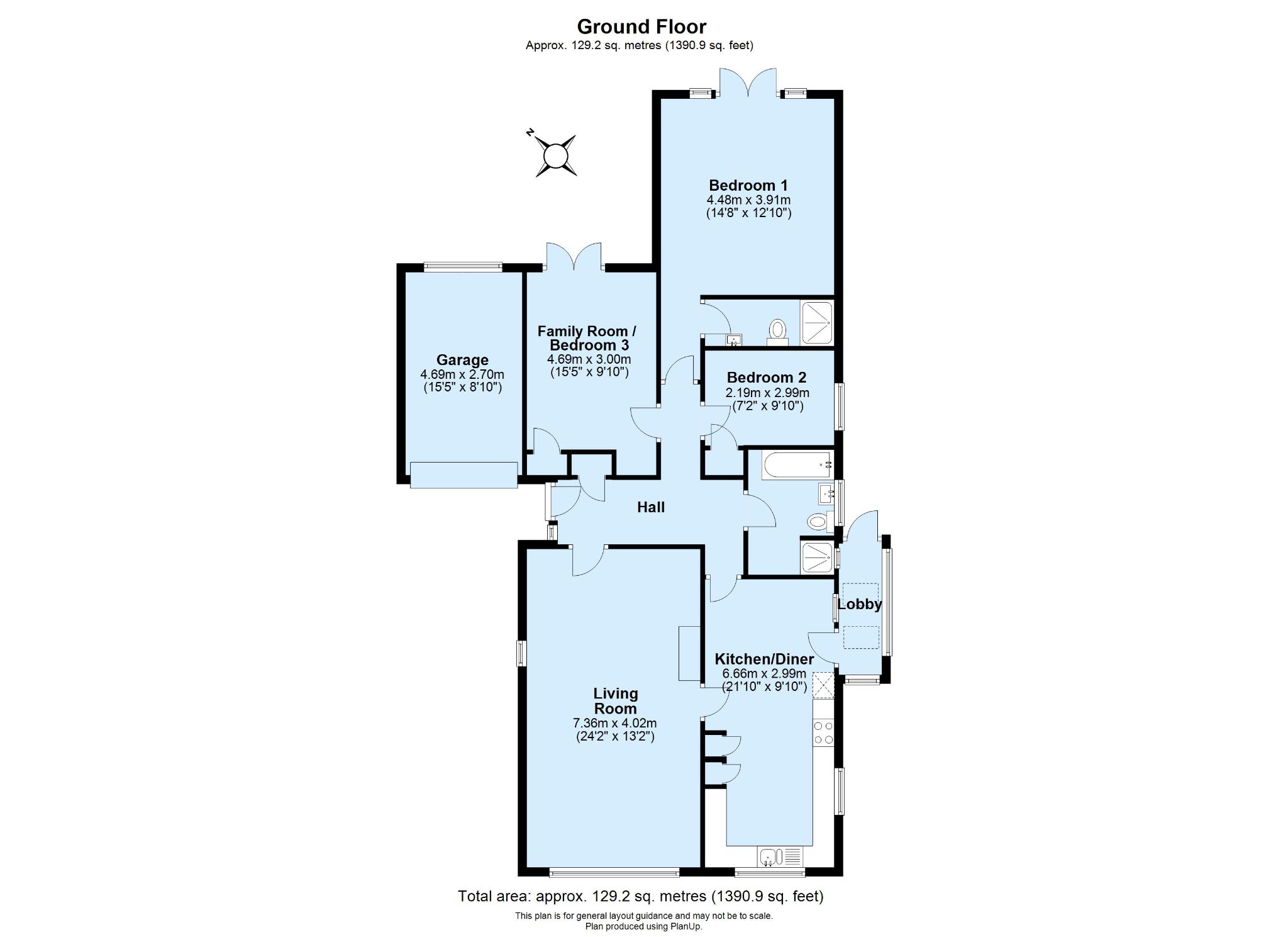 3 bedroom detached bungalow Sold in Sevenoaks - Floorplan 1