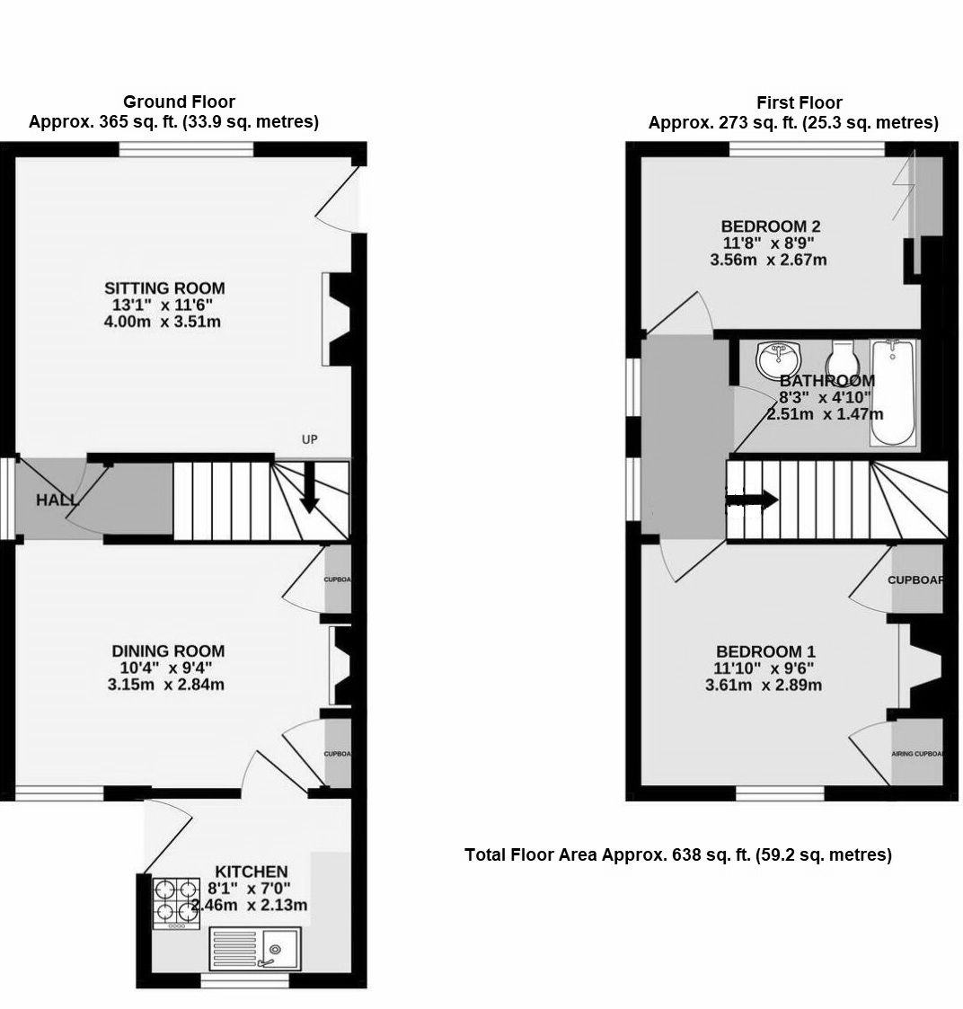 2 bedroom end terraced house Sold in Sevenoaks - Floorplan 1