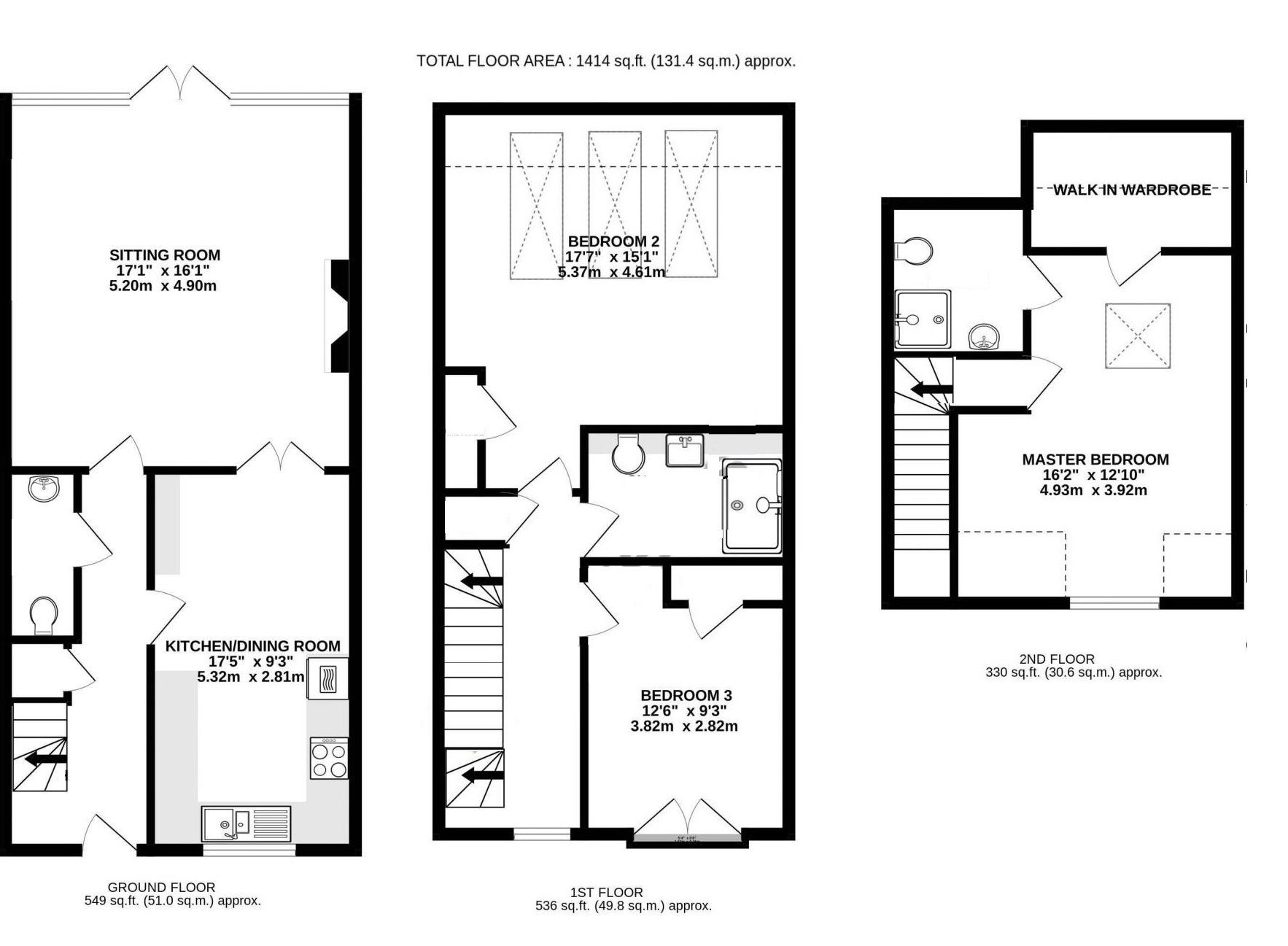 3 bedroom mid terraced house Sold in Sevenoaks - Floorplan 1