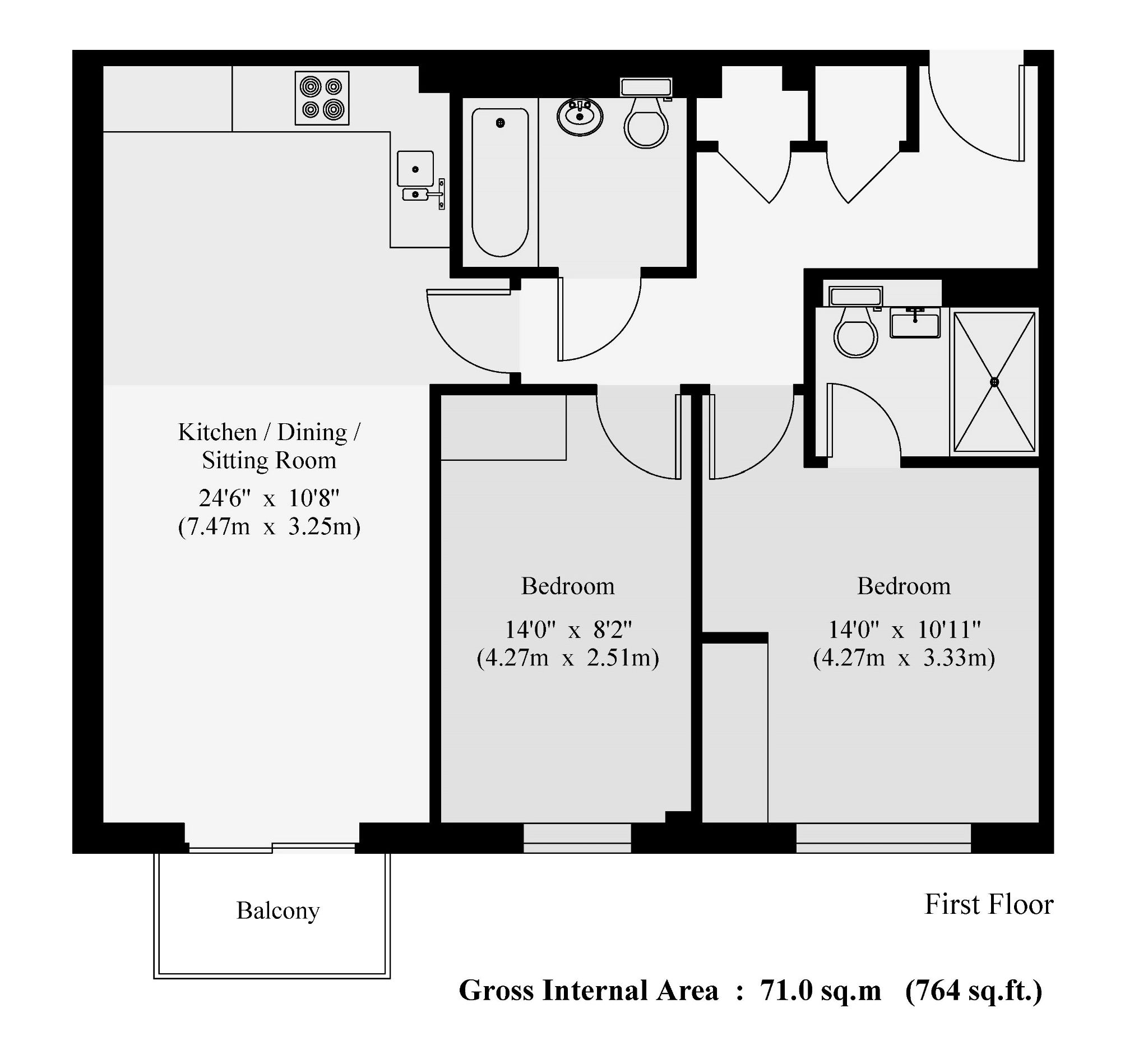 2 bedroom apartment For Sale in Dunton Green - Floorplan 1
