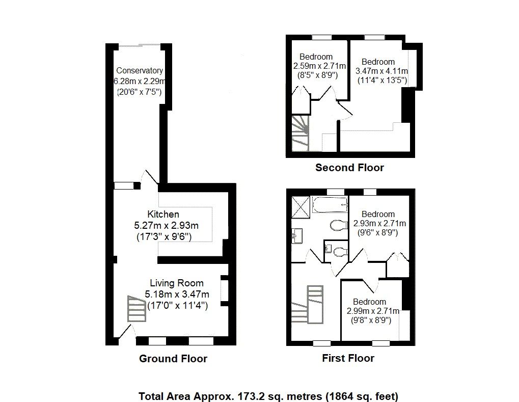 4 bedroom mid terraced house For Sale in Sevenoaks - Floorplan 1