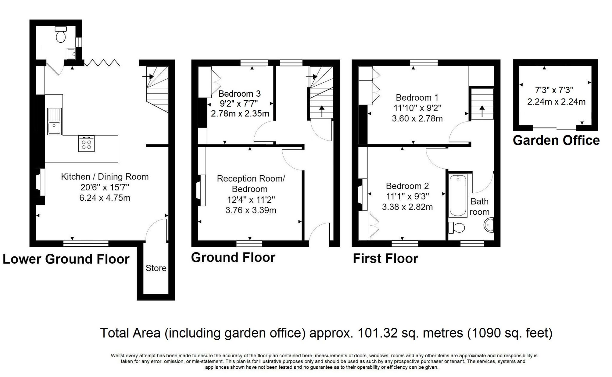 3 bedroom end terraced house Sold in Sevenoaks - Floorplan 1
