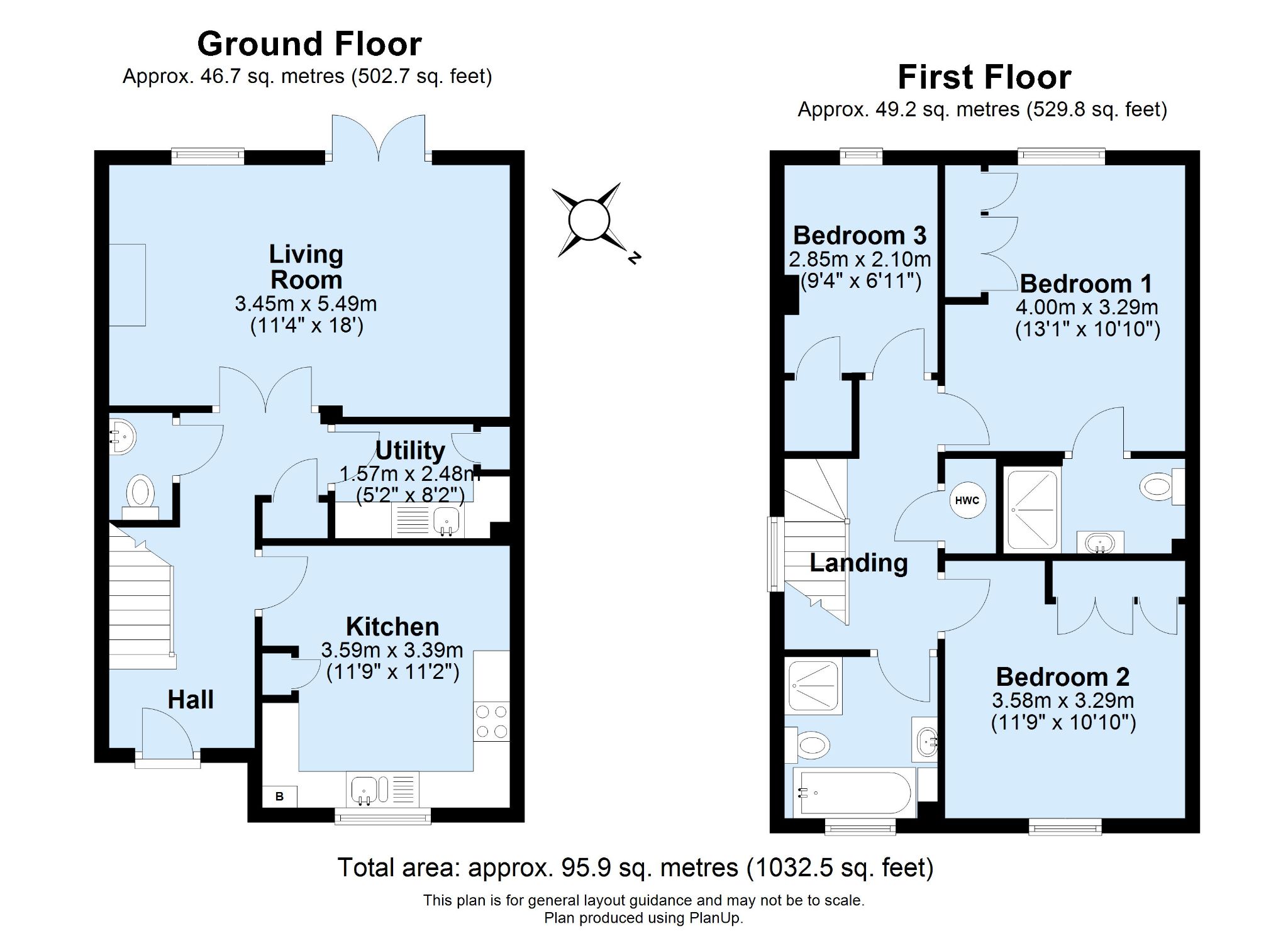 3 bedroom end terraced house Sold in Borough Green - Floorplan 1
