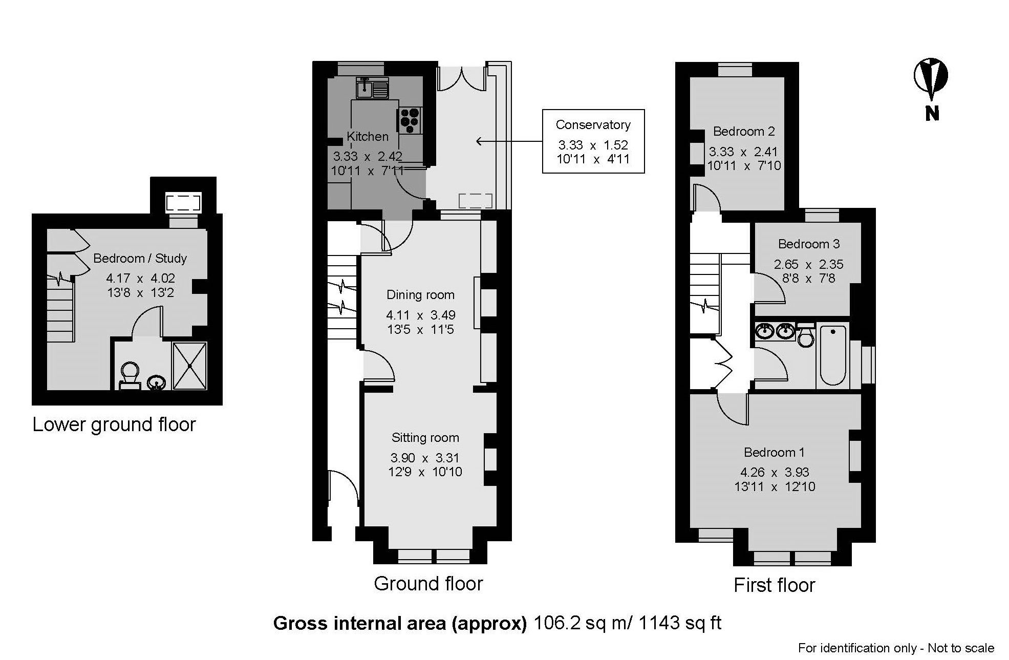 3 bedroom end terraced house Sold in Sevenoaks - Floorplan 1