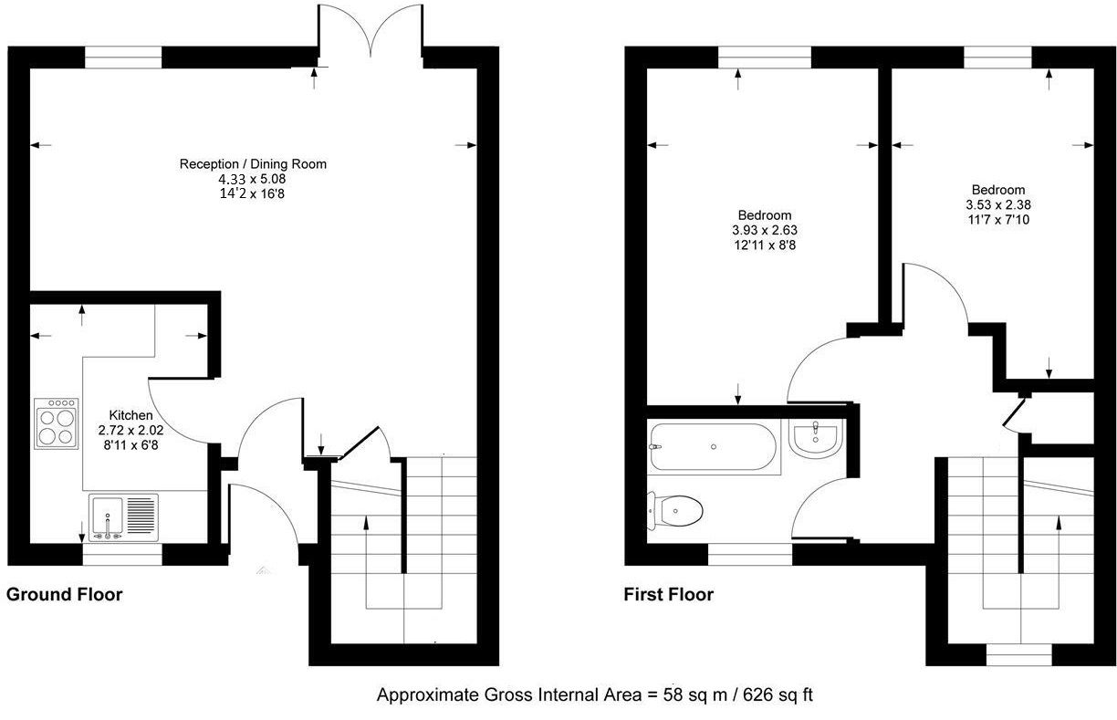 2 bedroom end terraced house Sold in Sevenoaks - Floorplan 1