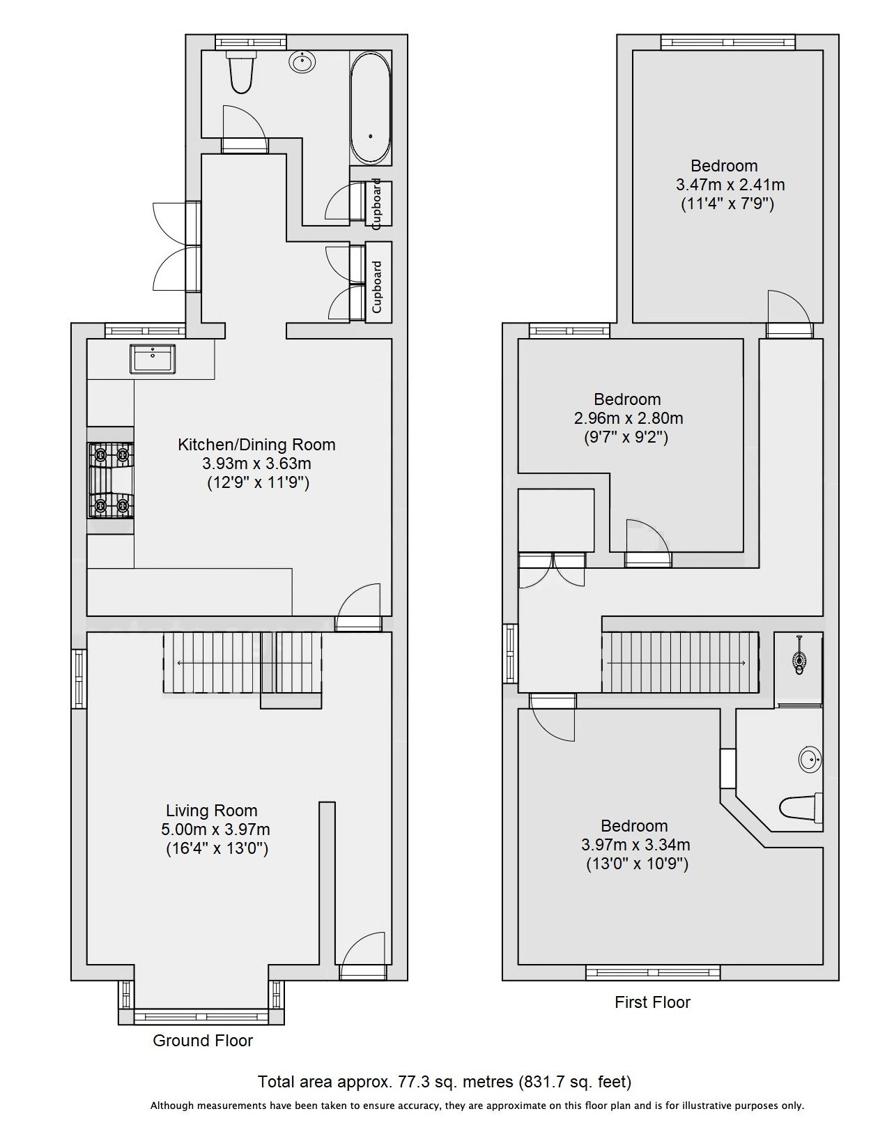 3 bedroom semi-detached house Sold in Sevenoaks - Floorplan 1