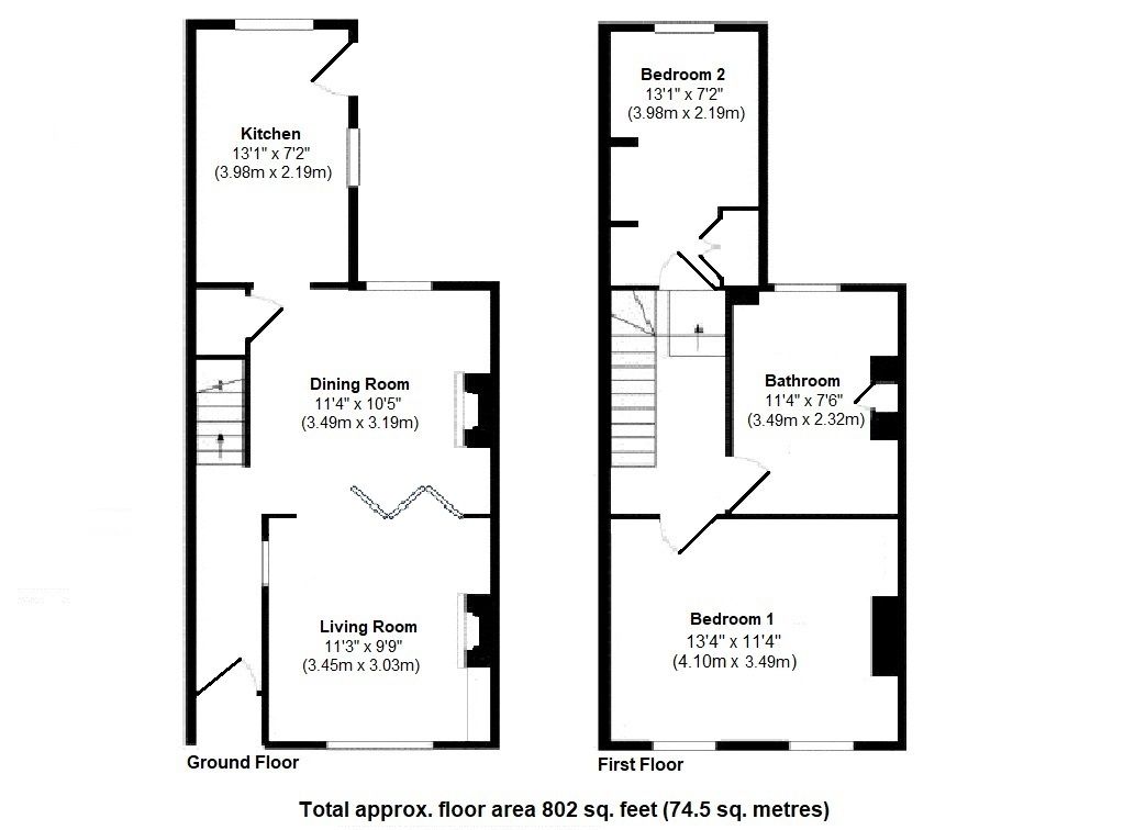 2 bedroom mid terraced house Sold in Sevenoaks - Floorplan 1