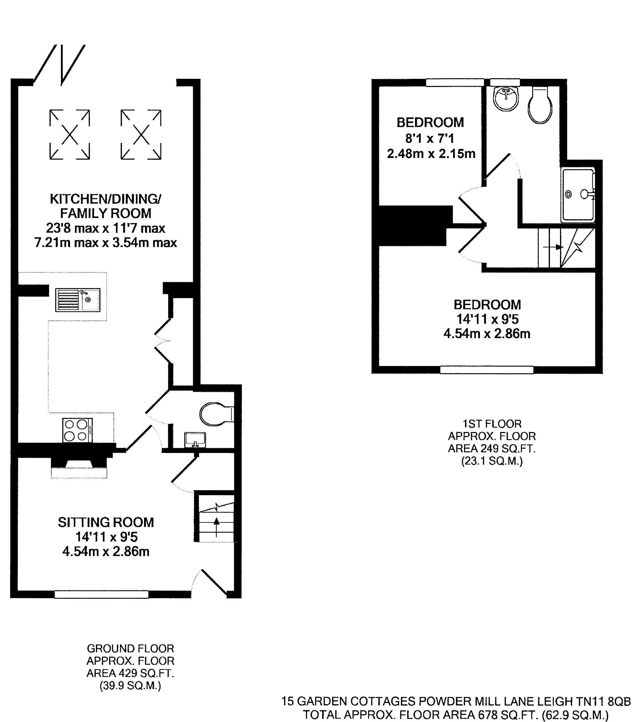 2 bedroom end terraced house Sold in Tonbridge - Floorplan 1