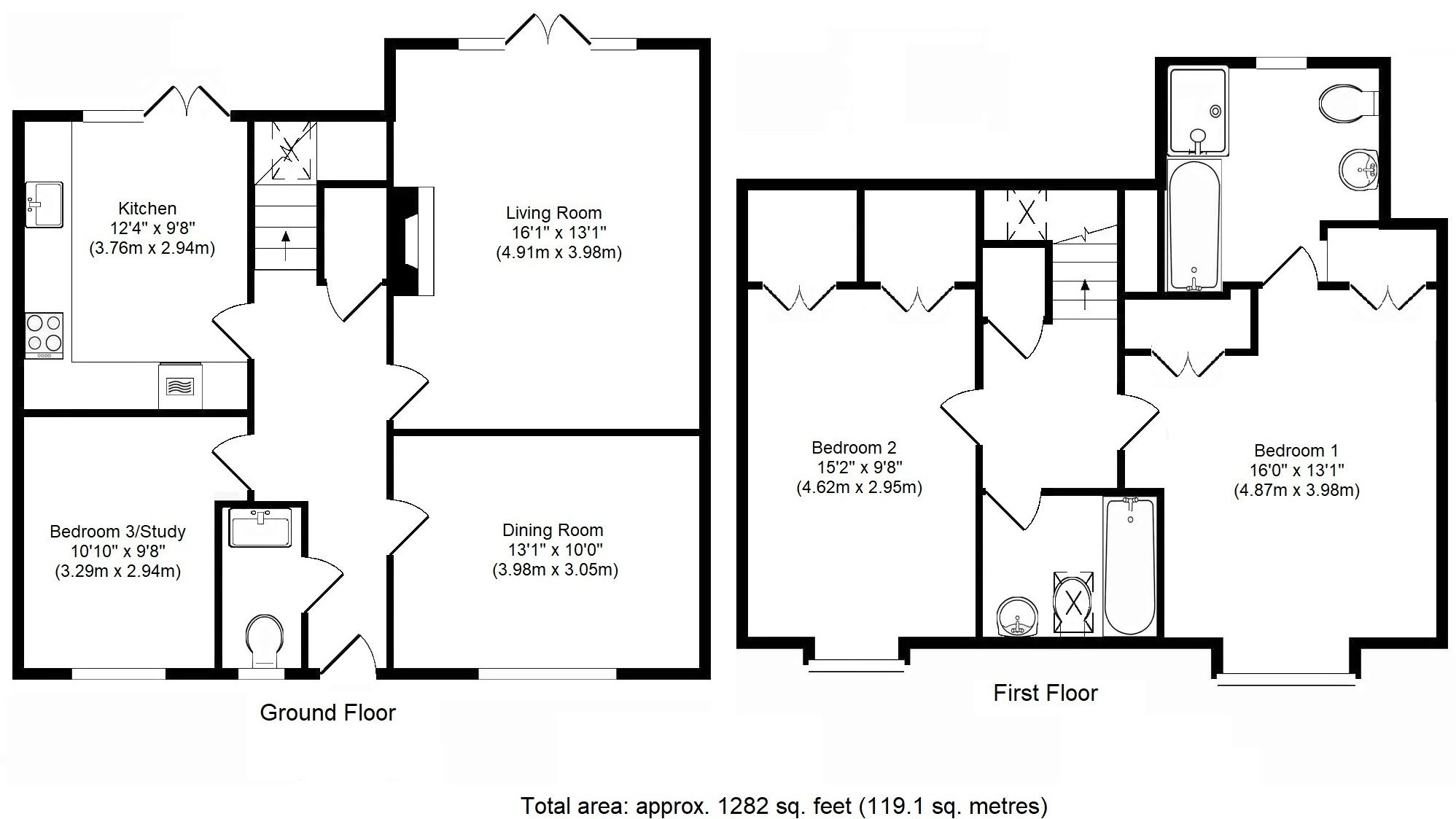 3 bedroom mid terraced house For Sale in Tonbridge - Floorplan 1
