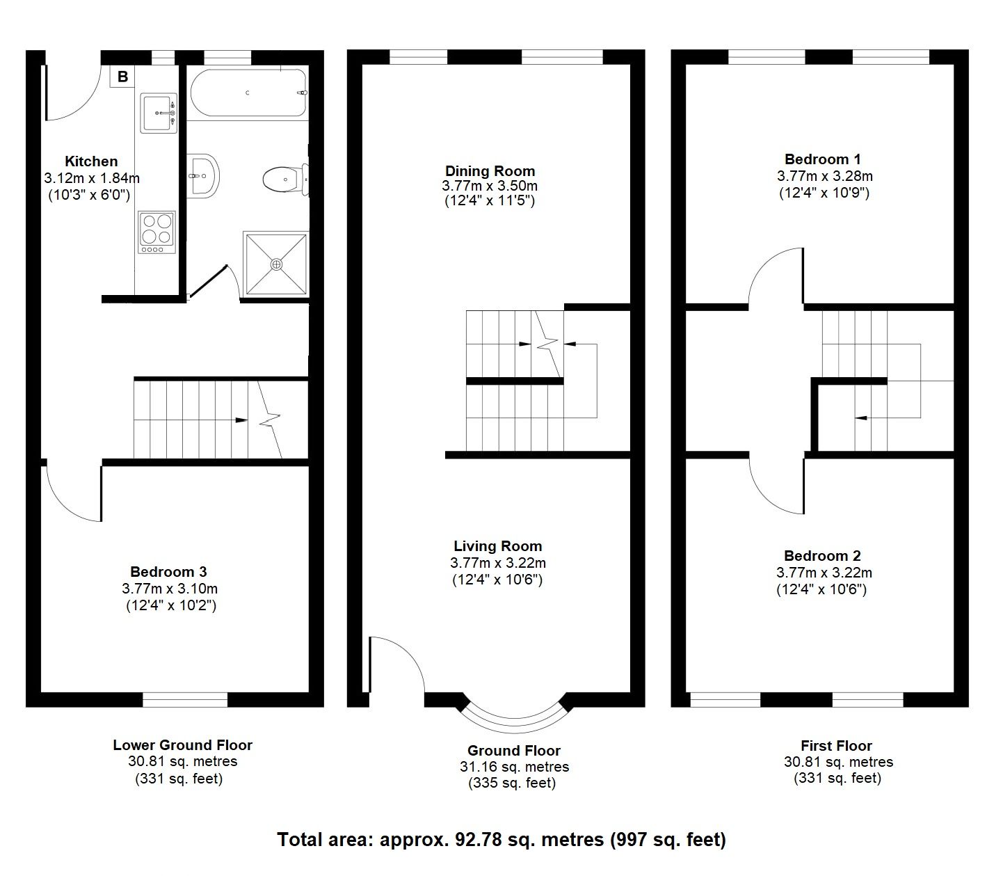 3 bedroom mid terraced house For Sale in Sevenoaks - Floorplan 1