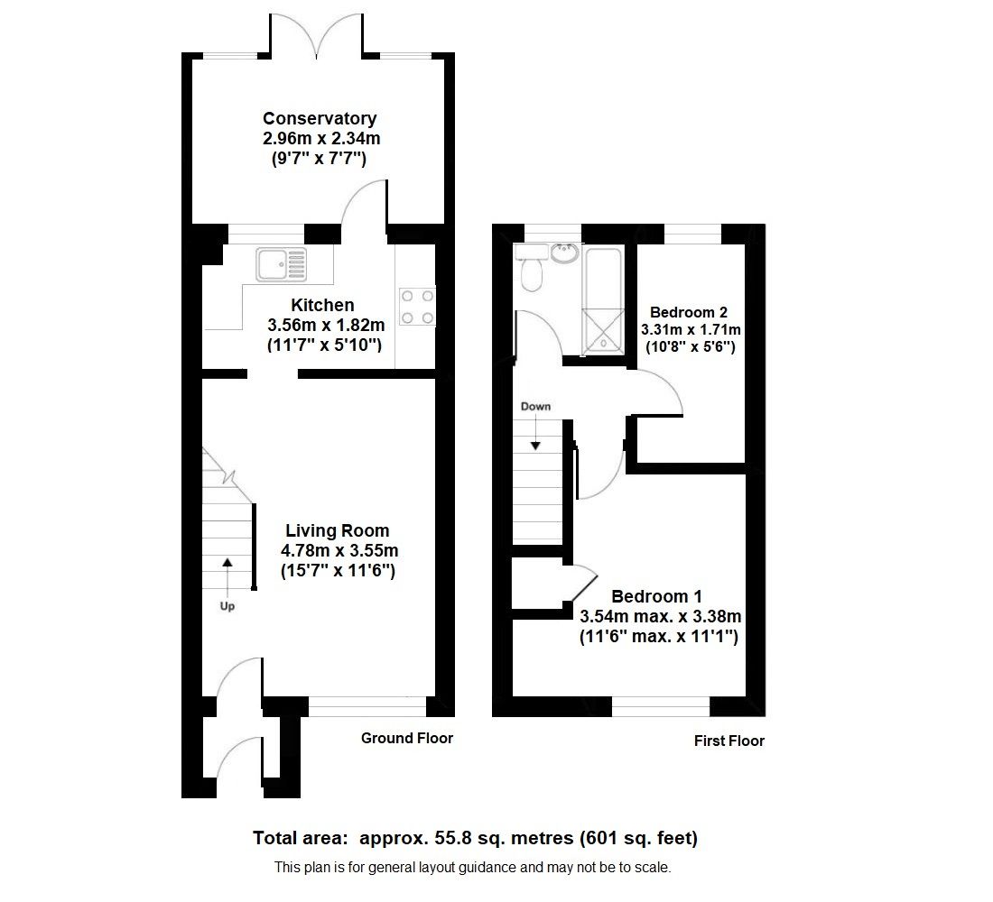 2 bedroom mid terraced house For Sale in Sevenoaks - Floorplan 1