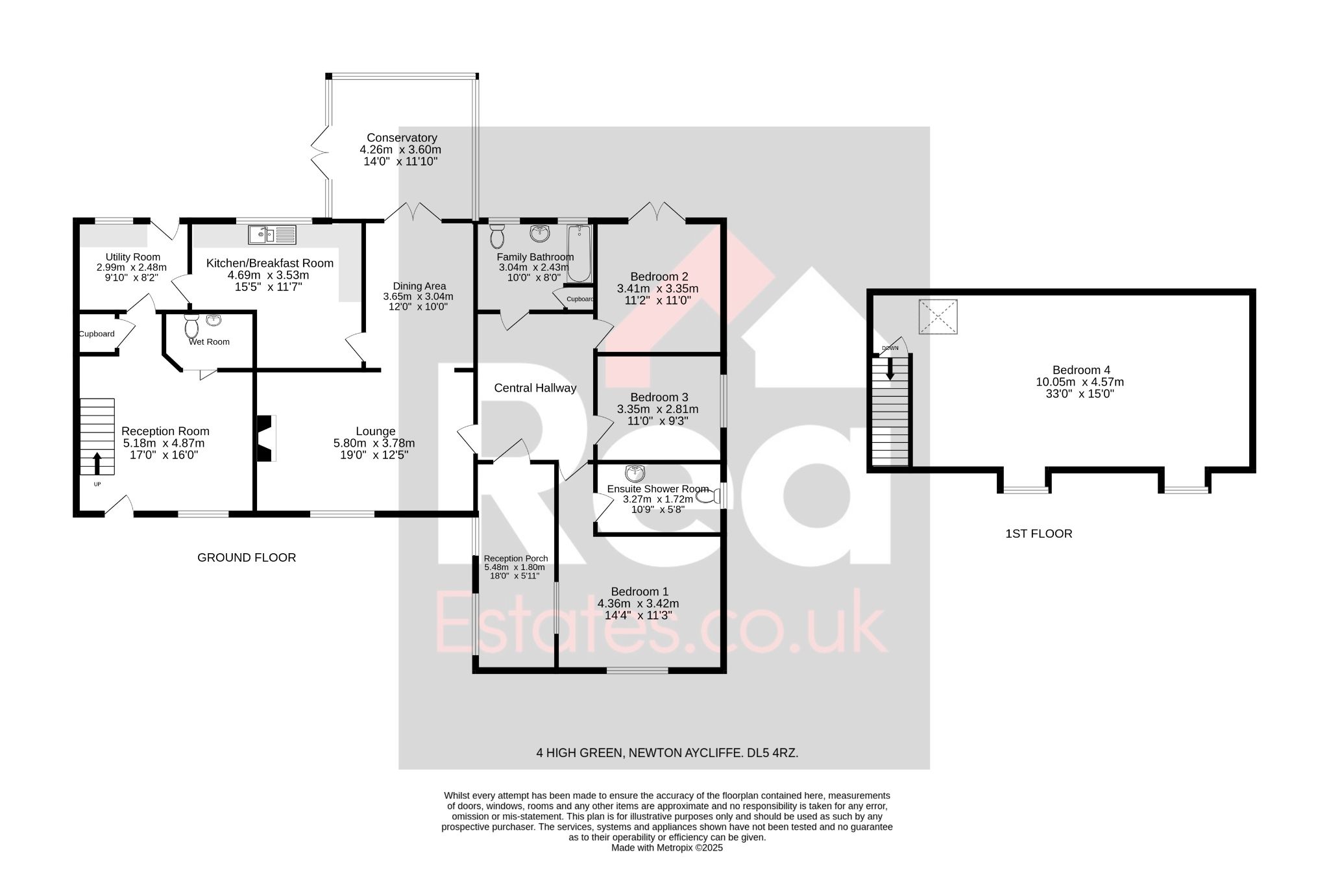 4 bedroom detached bungalow For Sale in Woodham, Newton Aycliffe - Floorplan 1.