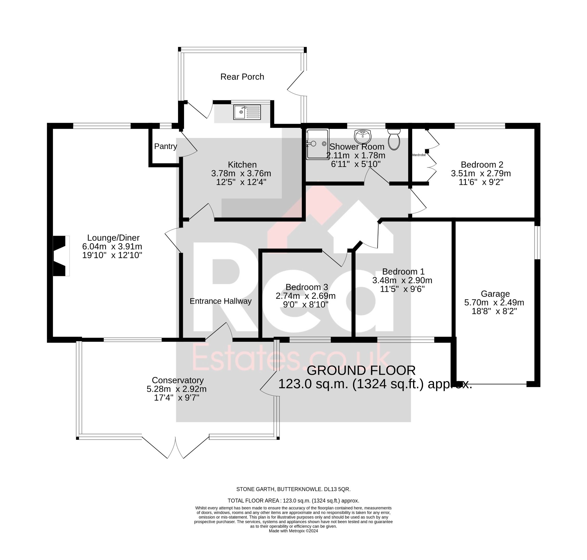 Detached Bungalow For Sale in Butterknowle, Bishop Auckland - Floorplan 1.