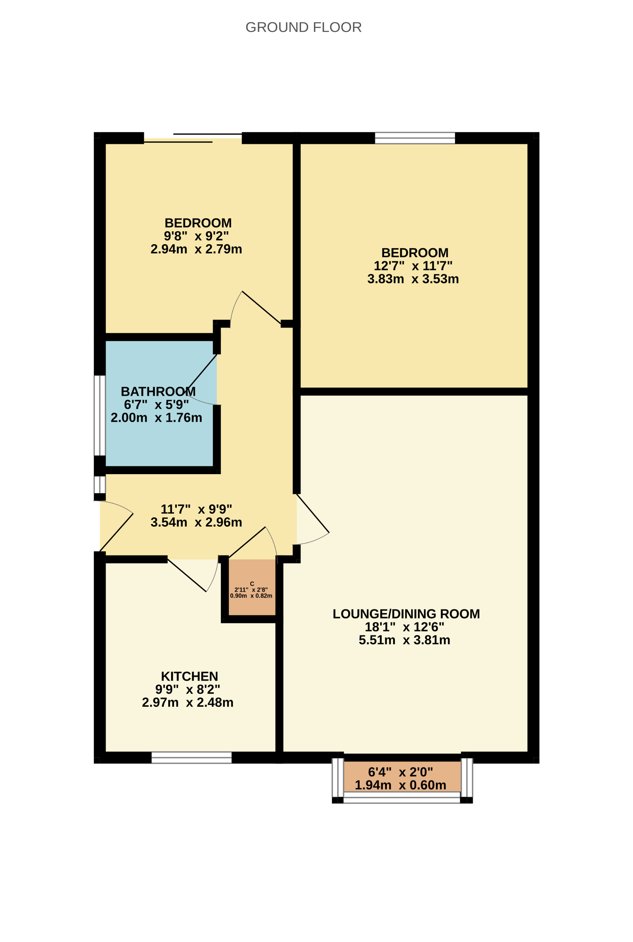 2 bedroom semi-detached bungalow For Sale in Toft Hill, Bishop Auckland - Floorplan 1.