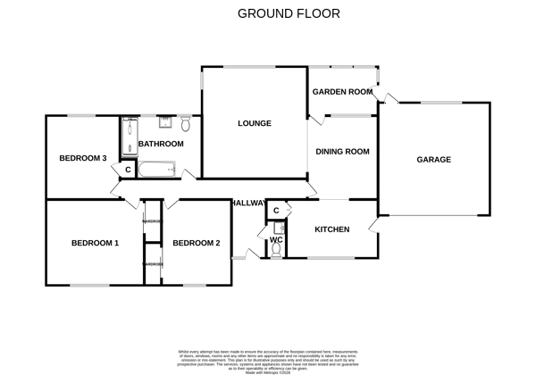 3 bedroom detached bungalow For Sale in Bishop Auckland - Floorplan 1.