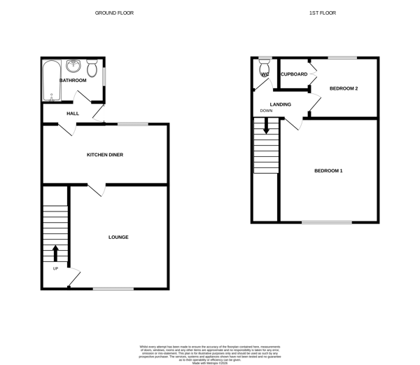2 bedroom mid terraced house For Sale in West Auckland - Floorplan 1.