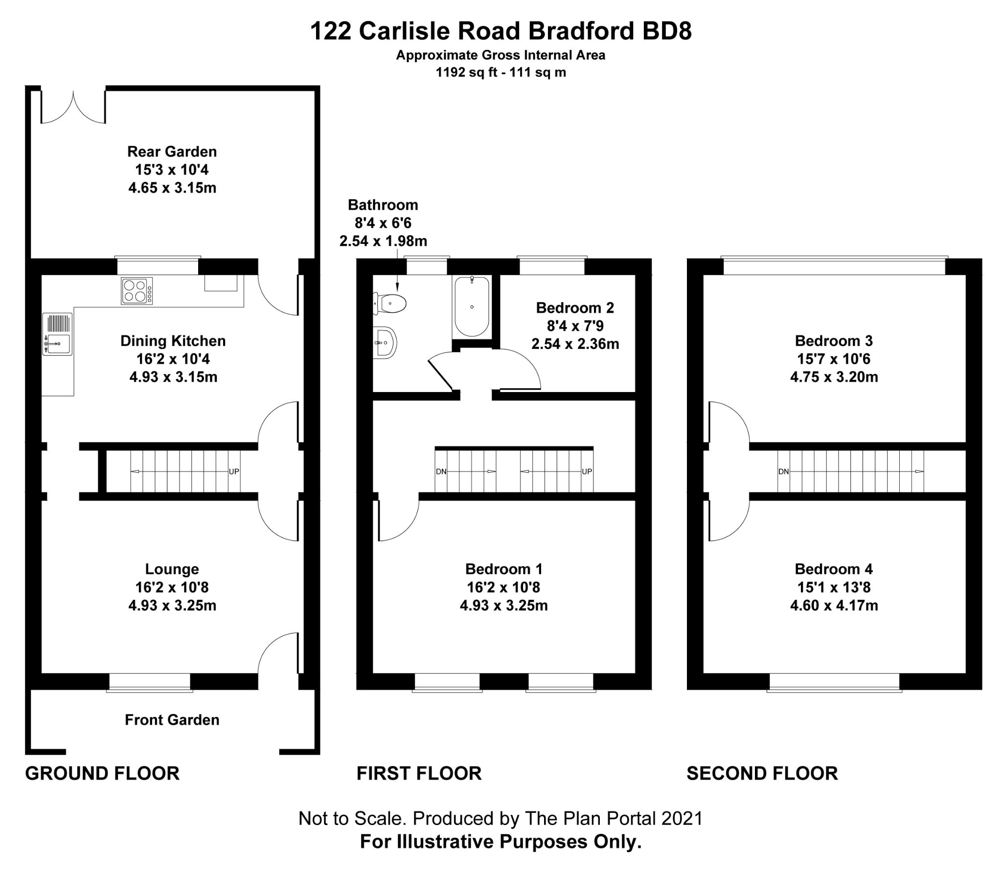 4 bedroom mid terraced house For Sale in Bradford - Floorplan 1.