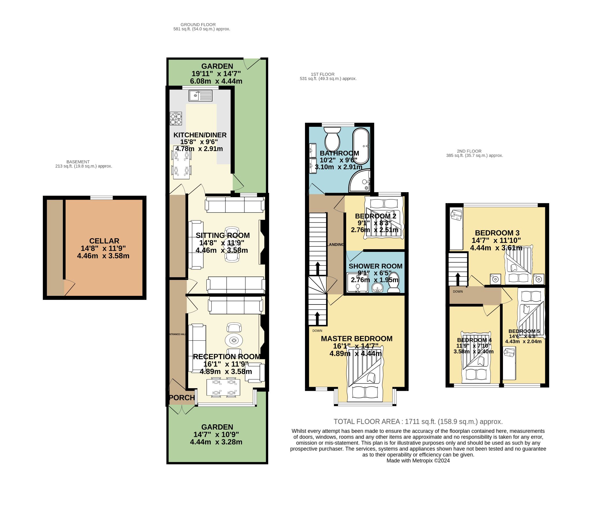 5 bedroom mid terraced house For Sale in Bradford - Floorplan 1.
