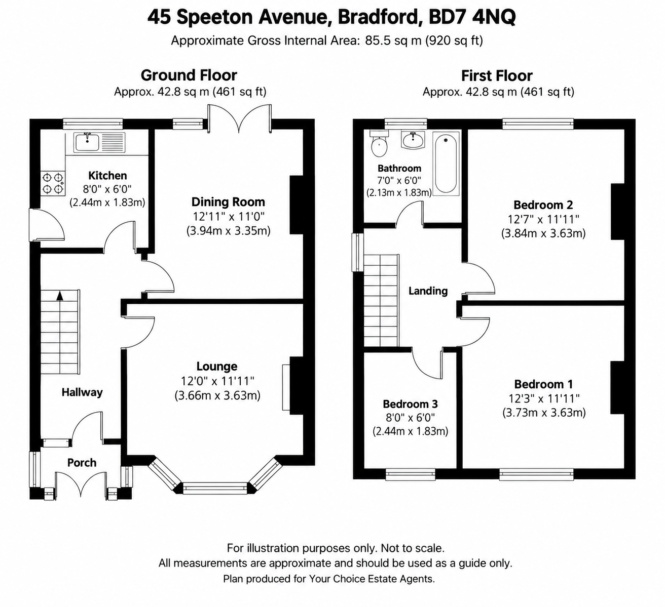 2 bedroom semi-detached house For Sale in Bradford - Floorplan 1.