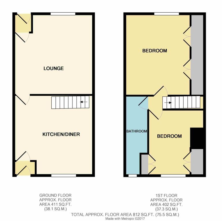 2 bedroom mid terraced house For Sale in Bolton - Floorplan 1.