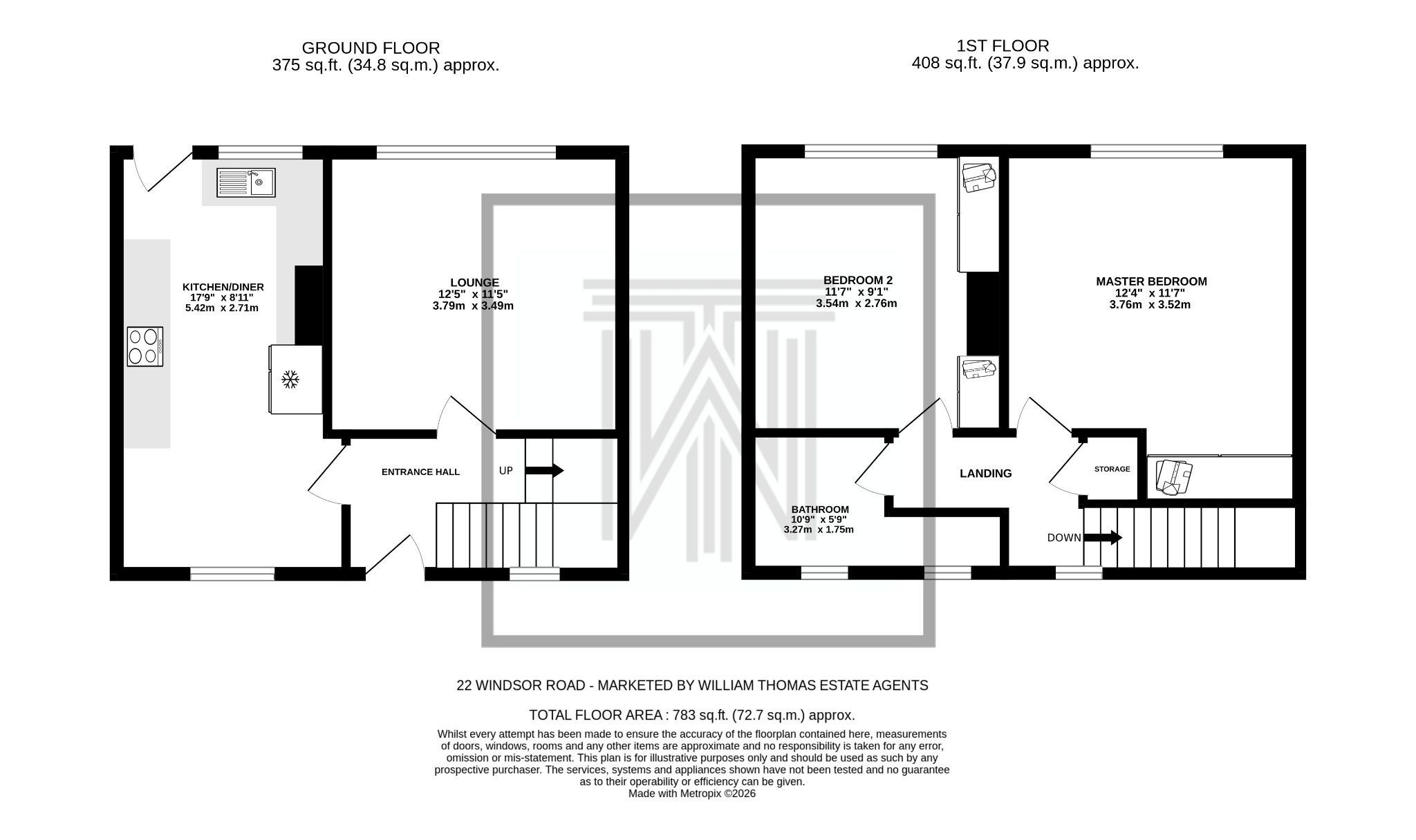 2 bedroom town house Sale Agreed in Bolton - Floorplan 1.