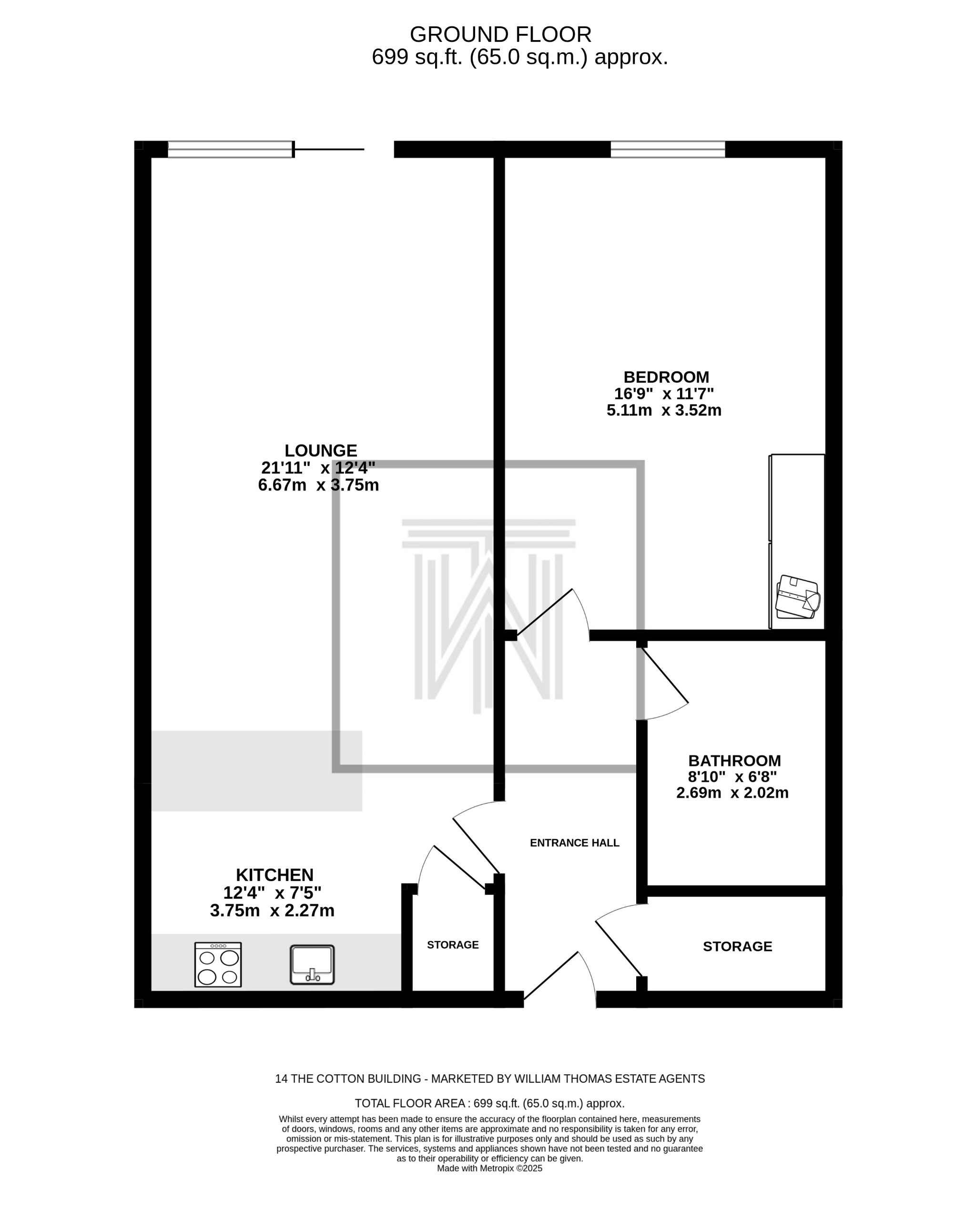 1 bedroom apartment flat/apartment Sale Agreed in Bolton - Floorplan 1.
