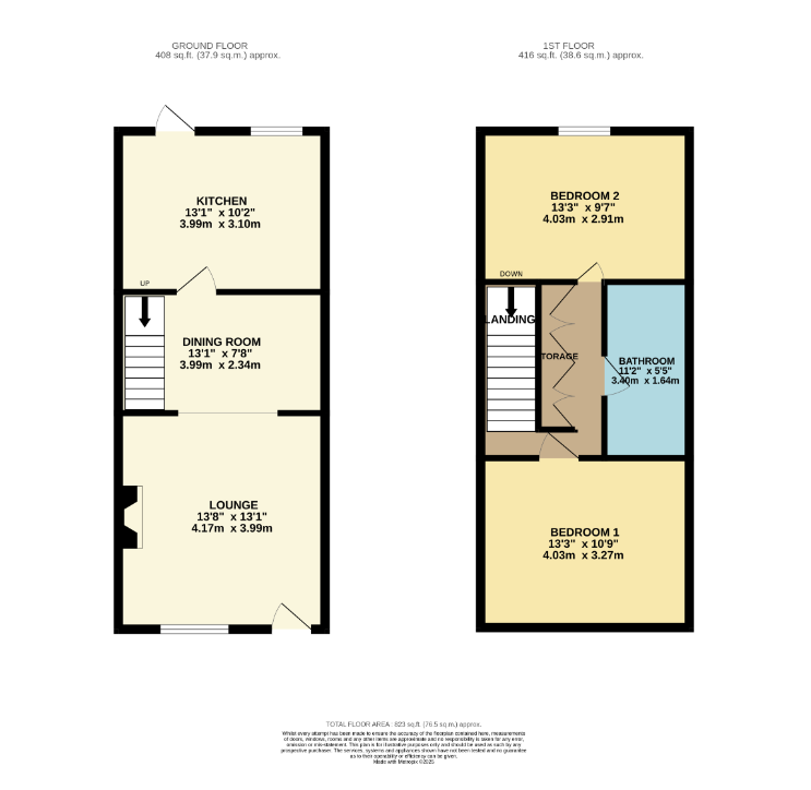 2 bedroom cottage house Sale Agreed in Bolton - Floorplan 1.
