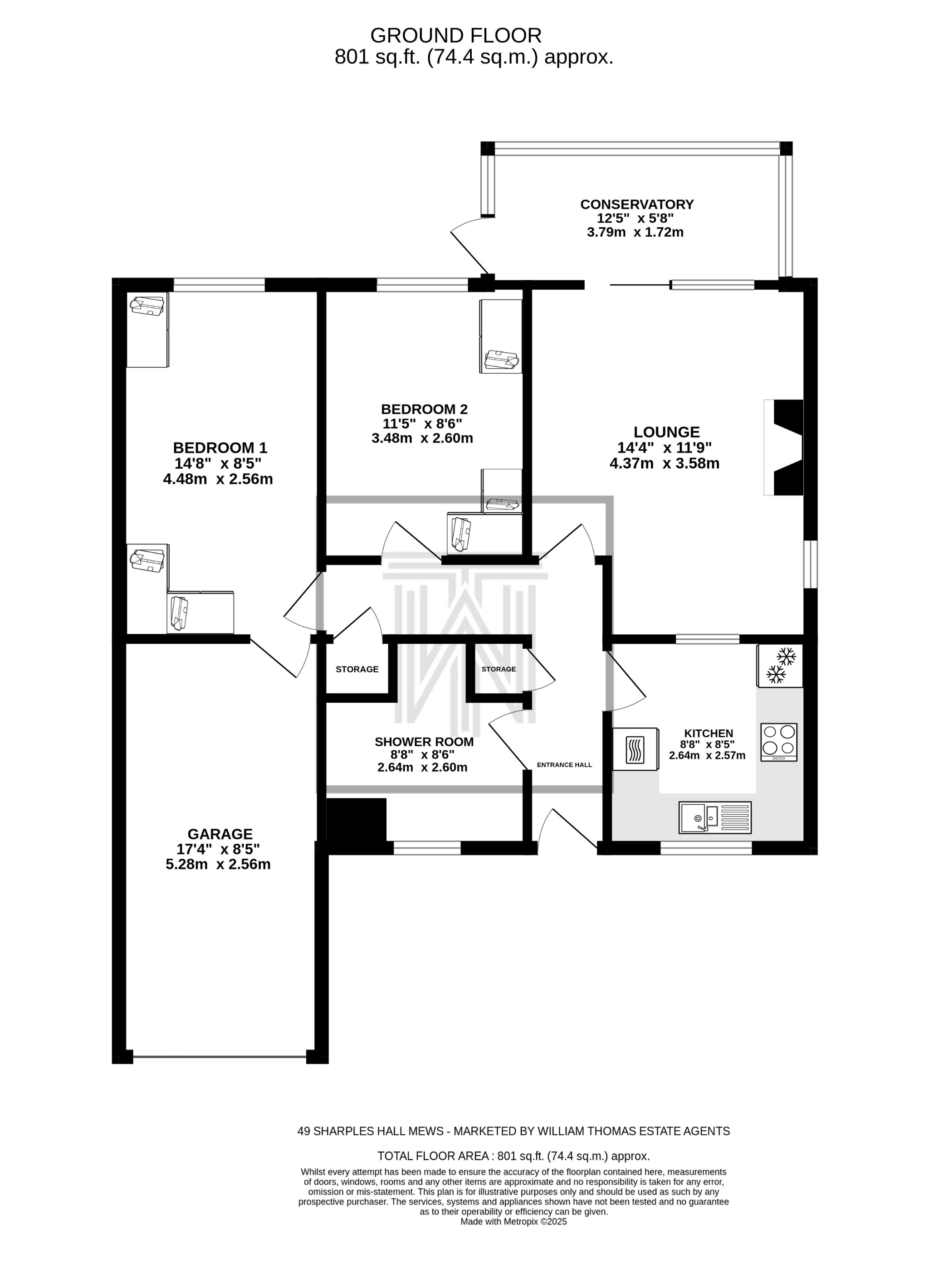 2 bedroom semi-detached bungalow Sale Agreed in Bolton - Floorplan 1.