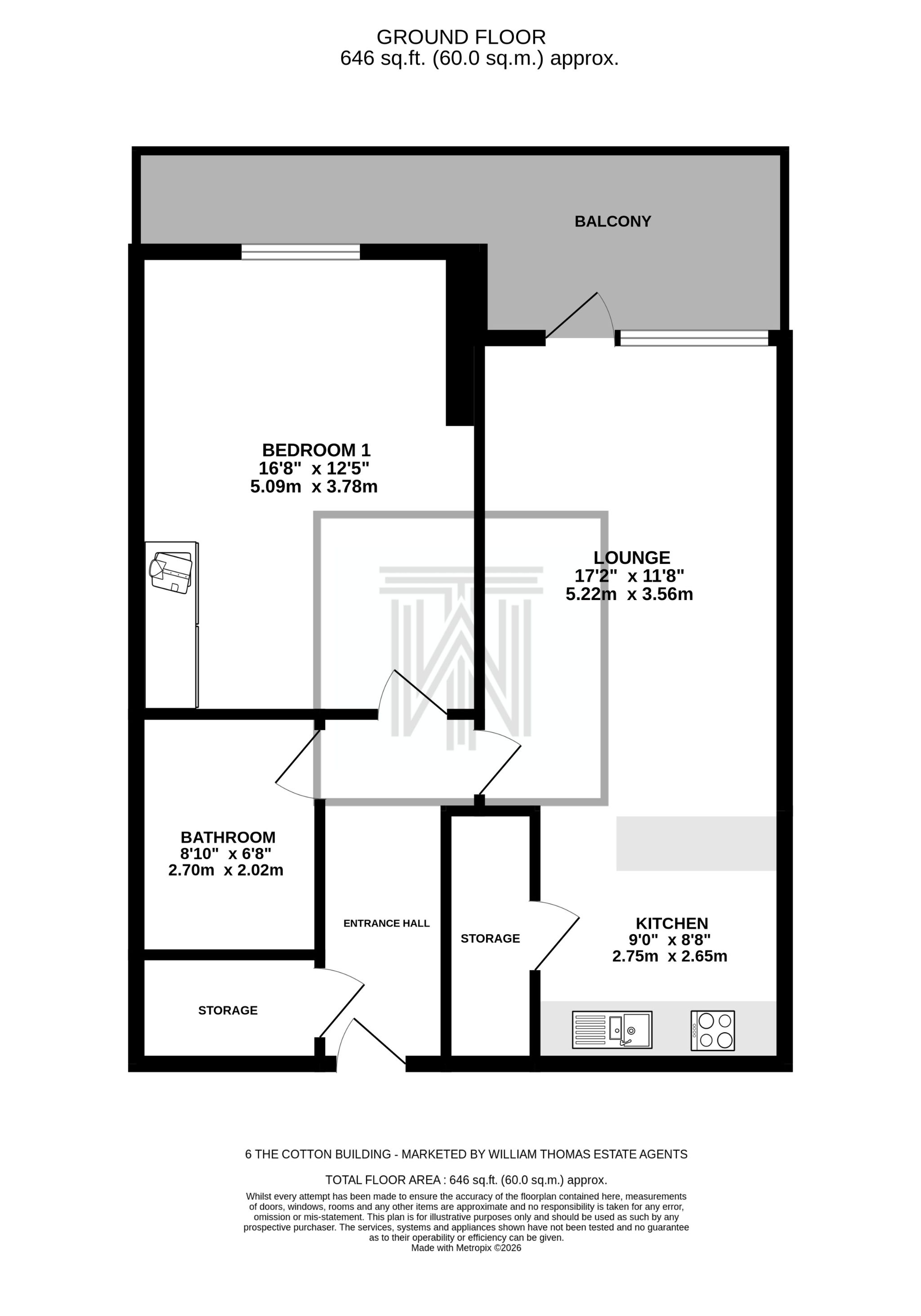 1 bedroom apartment flat/apartment Sale Agreed in Bolton - Floorplan 1.