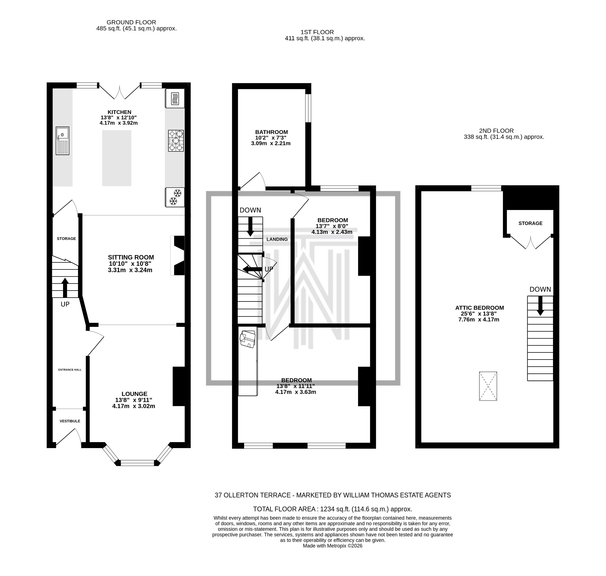 3 bedroom mid terraced house Sale Agreed in Bolton - Floorplan 1.