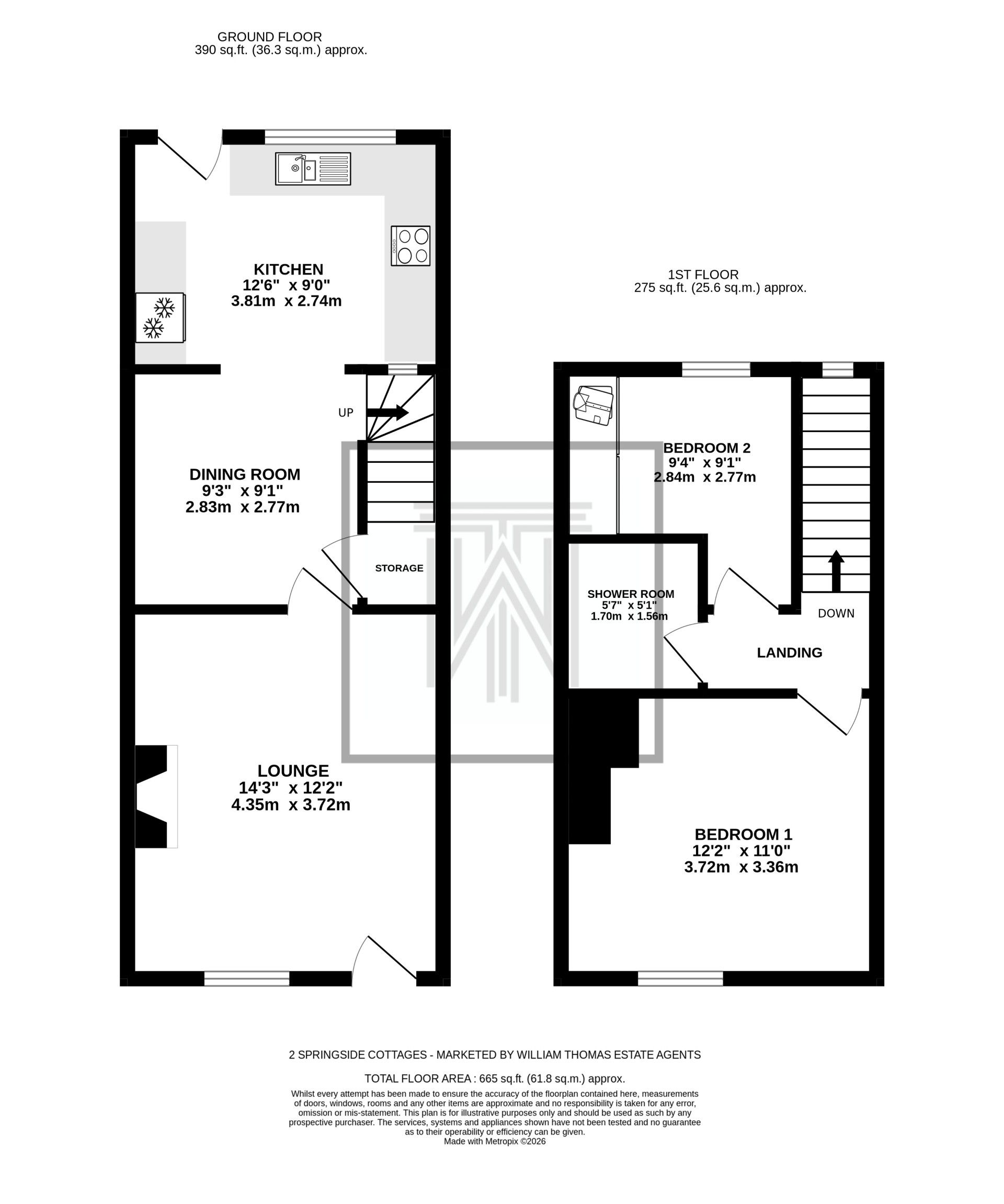 2 bedroom cottage house For Sale in Bolton - Floorplan 1.