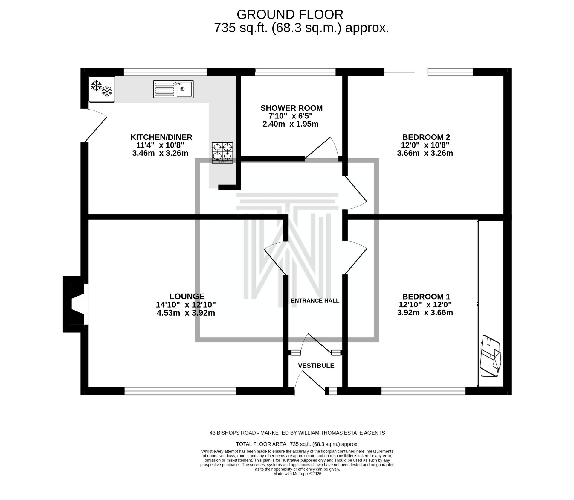 2 bedroom semi-detached bungalow For Sale in Bolton - Floorplan 1.