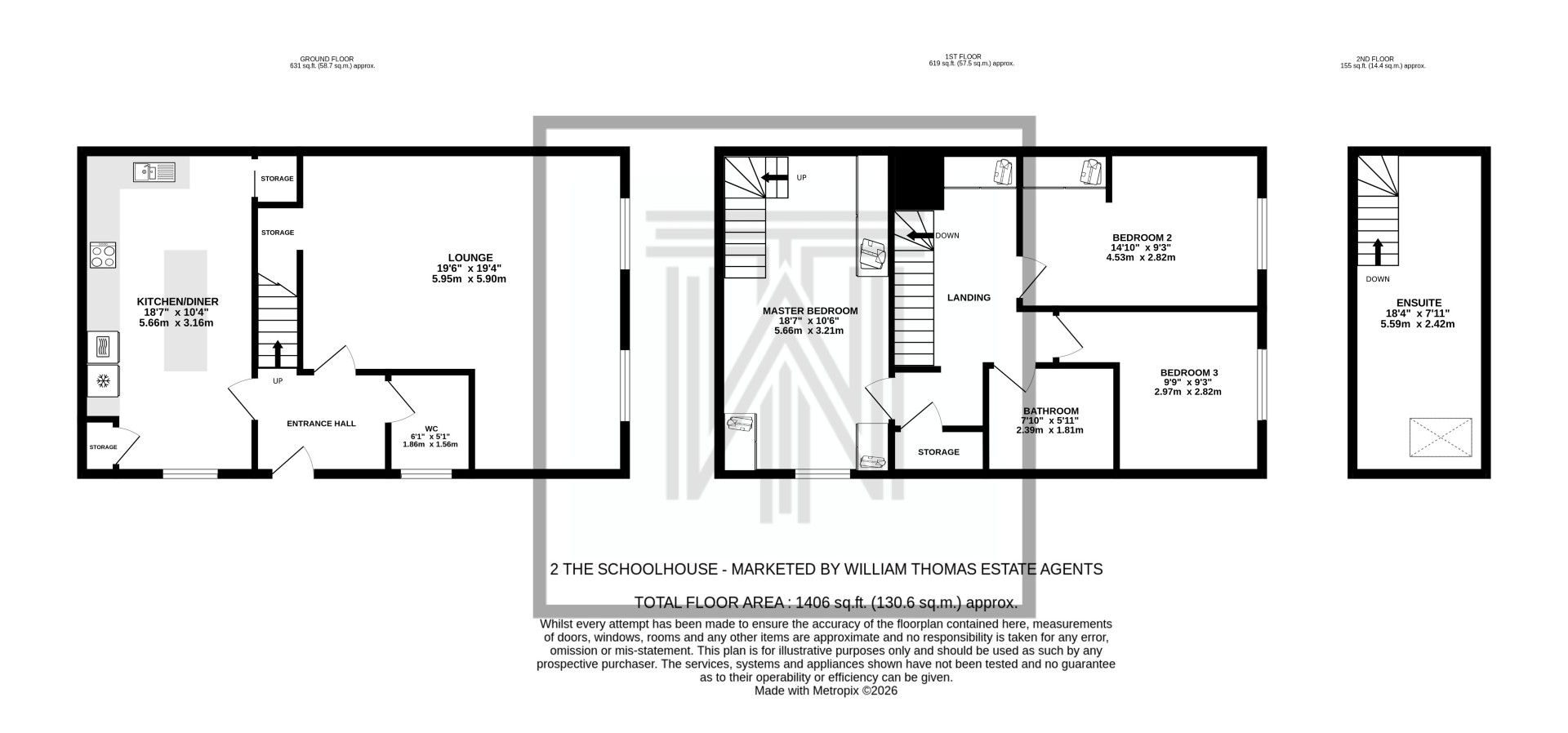 3 bedroom mews house For Sale in North Turton - Floorplan 1.