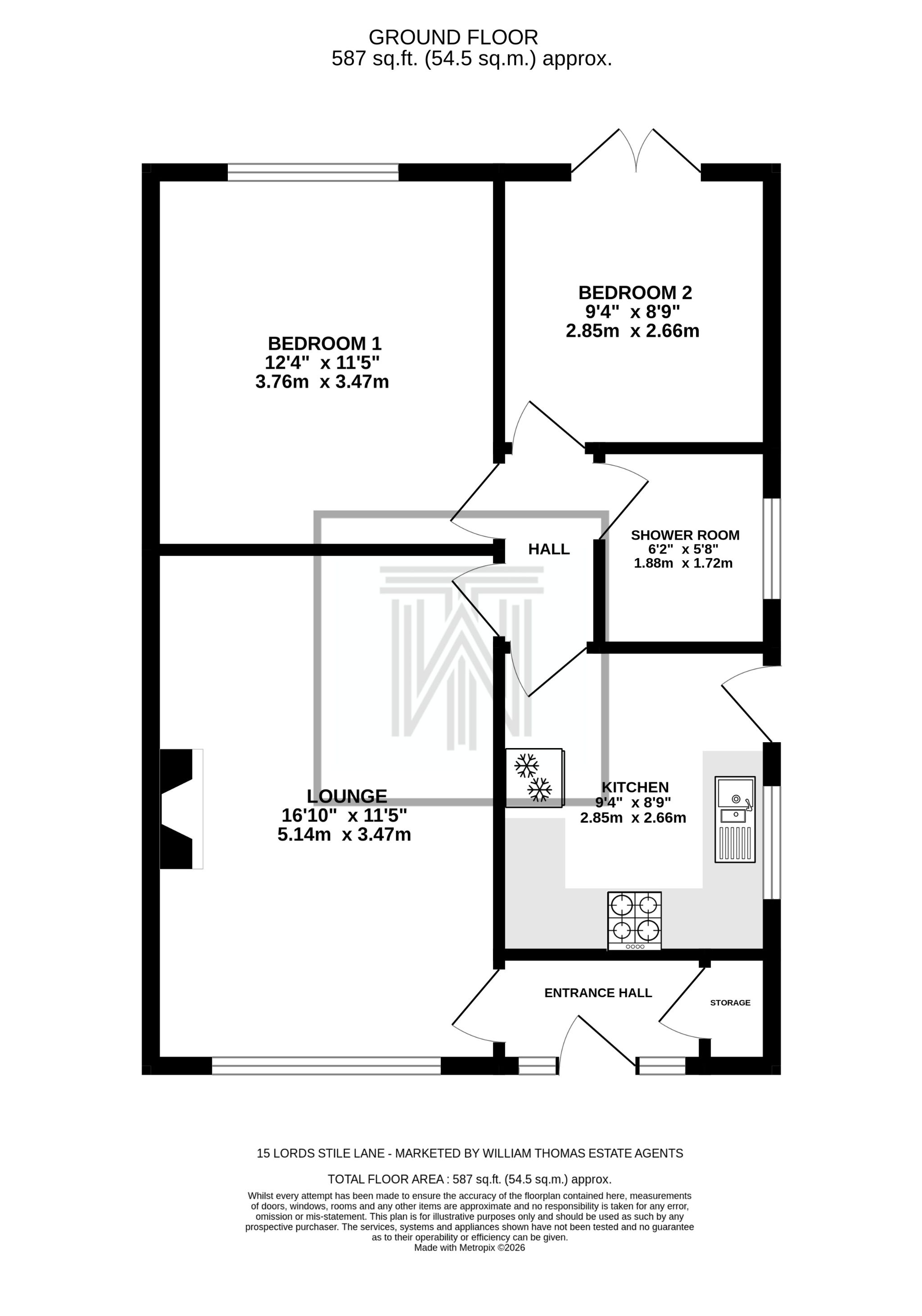 2 bedroom semi-detached bungalow Sale Agreed in Bolton - Floorplan 1.