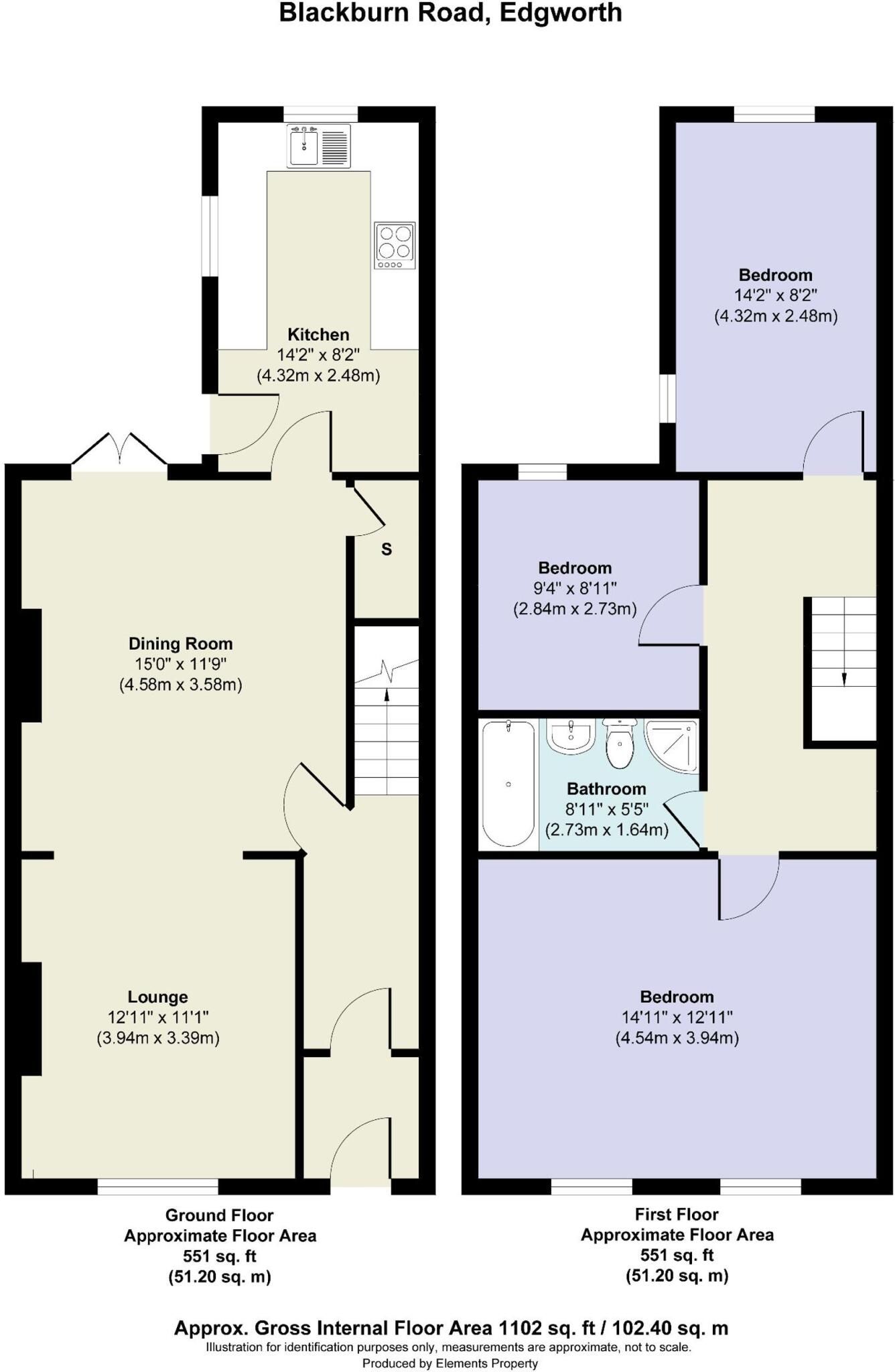 3 bedroom mid terraced house For Sale in Turton - Floorplan 1.