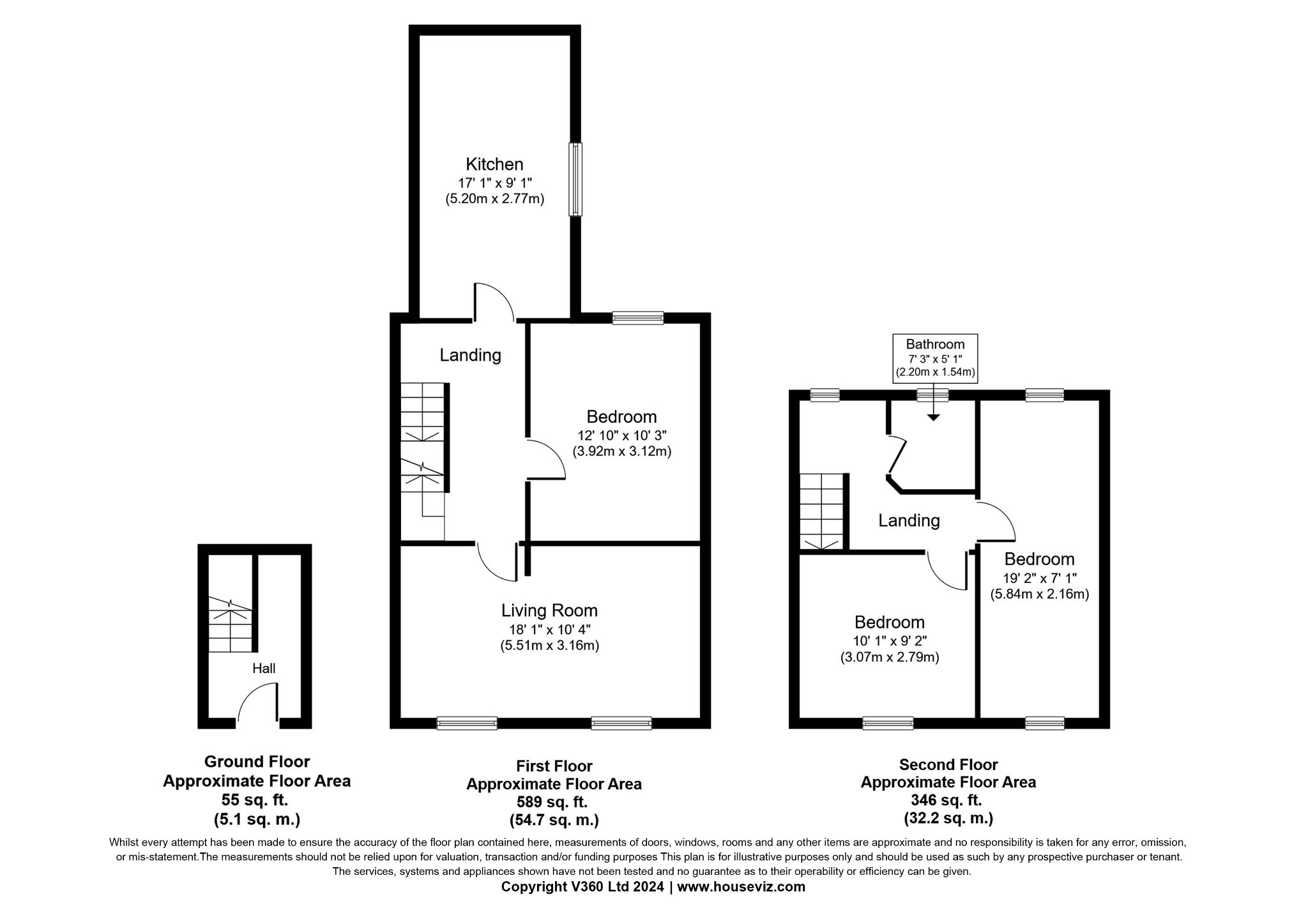 3 bedroom flat flat/apartment For Sale in Holyhead - Floorplan 1.