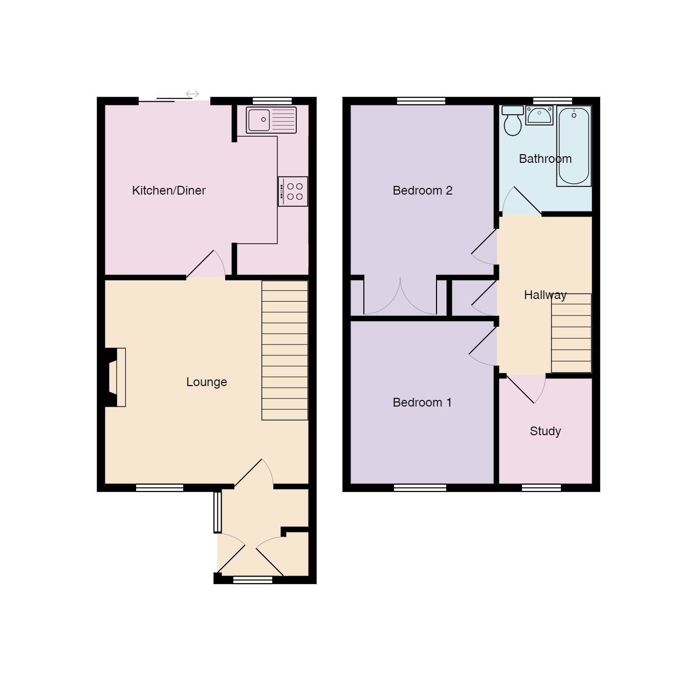 2 bedroom end terraced house Let in Coventry - Floorplan 1.