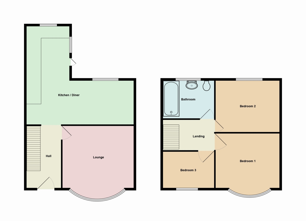 3 bedroom mid terraced house Let in Coventry - Floorplan 1.
