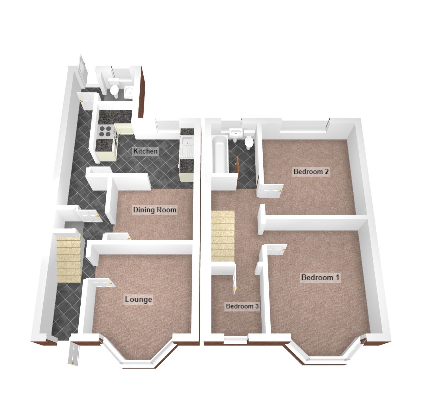 3 bedroom mid terraced house Let in Coventry - Floorplan 2.