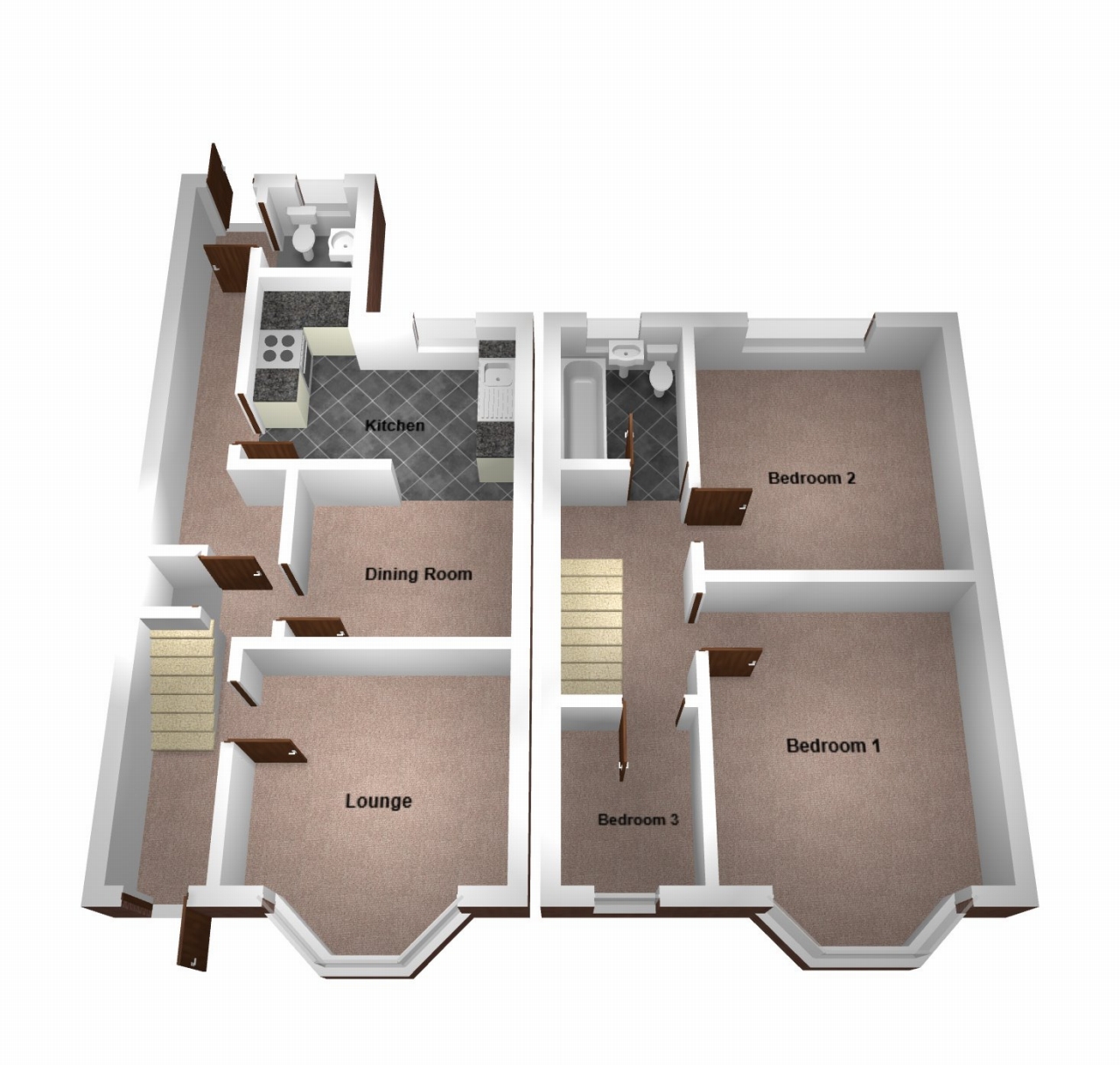 3 bedroom mid terraced house Let in Coventry - Floorplan 1.