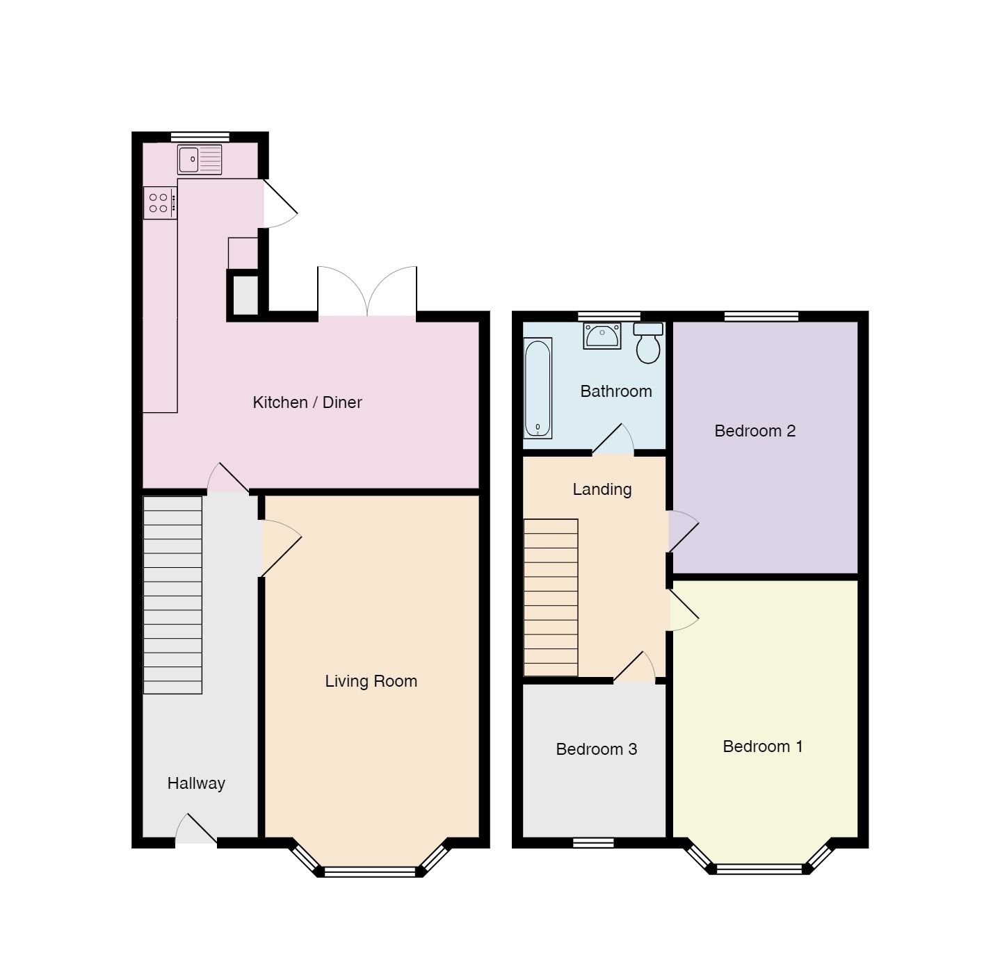 3 bedroom mid terraced house Let in Coventry - Floorplan 1.